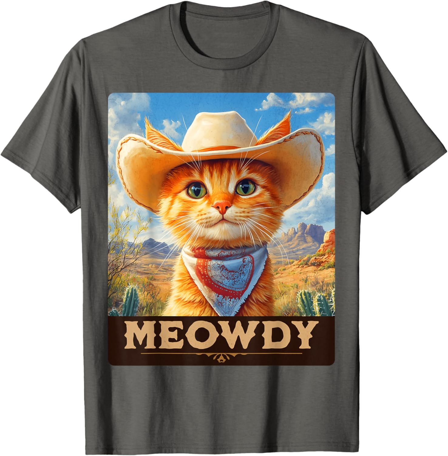 Meowdy Cowboy Cat T-Shirt for Wild West Lovers - Fun Pet Apparel - 1