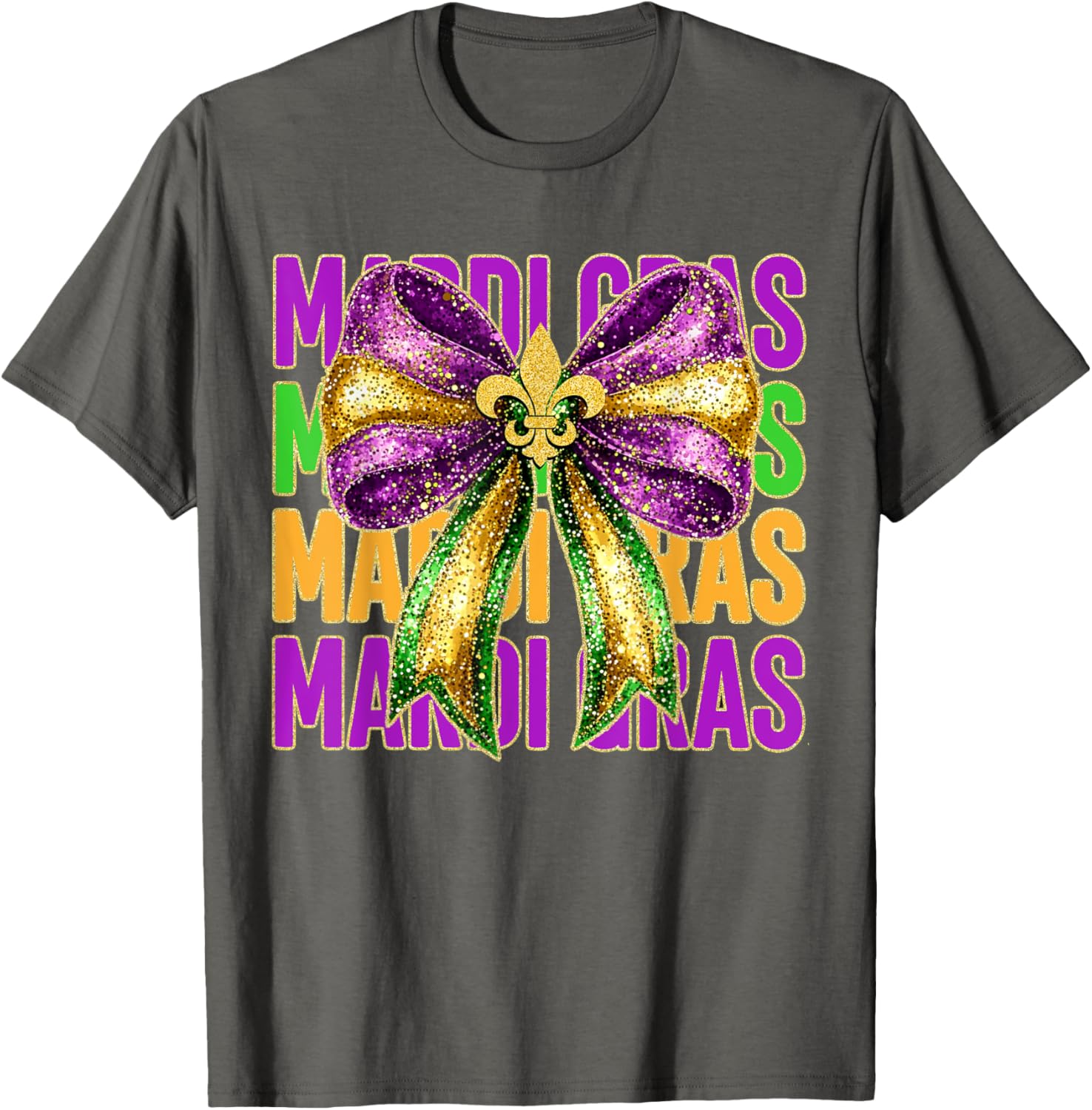 Mardi Gras Coquette Bow Women's T-Shirt for Fat Tuesday Celebrations - 11