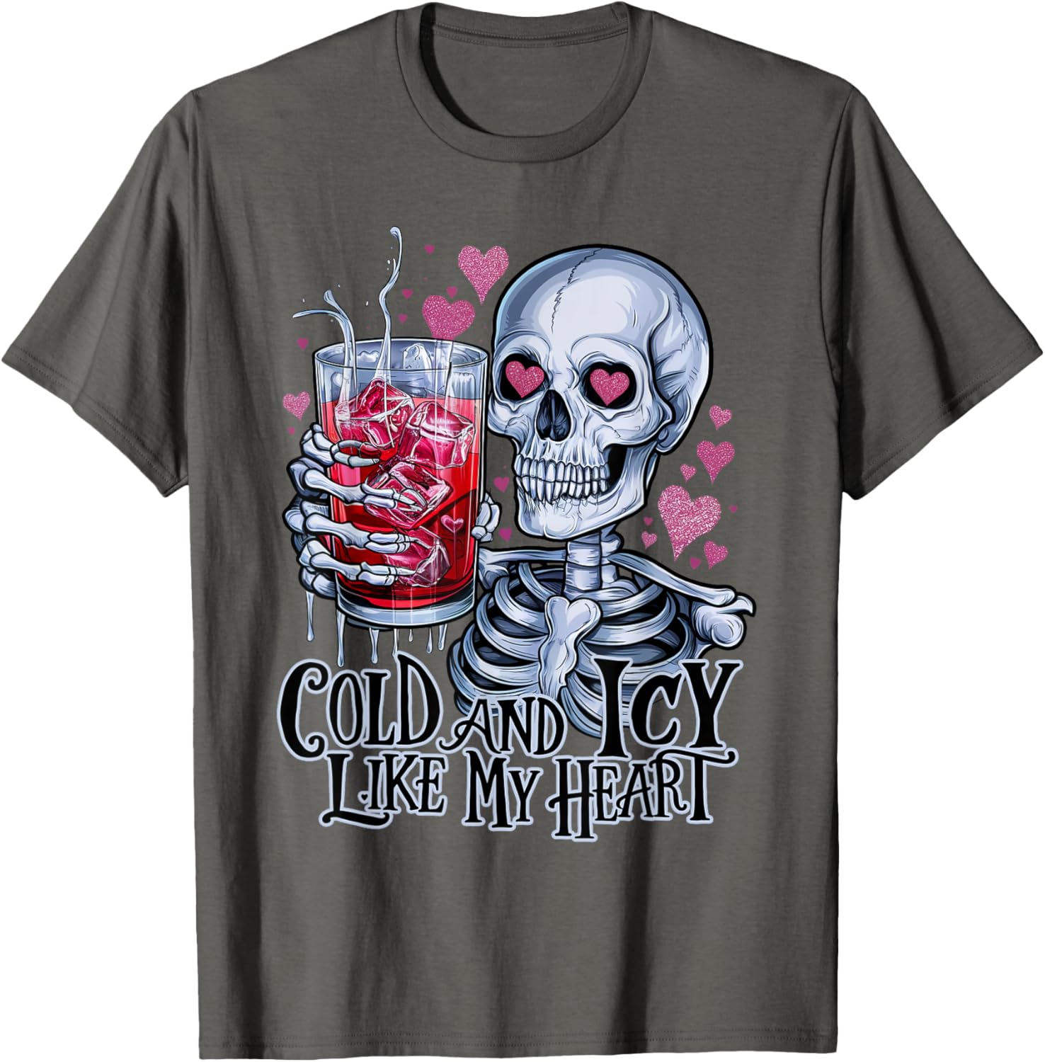 Funny Skeleton T-Shirt - Cold and Icy Like My Heart Anti-Valentine Tee - 22