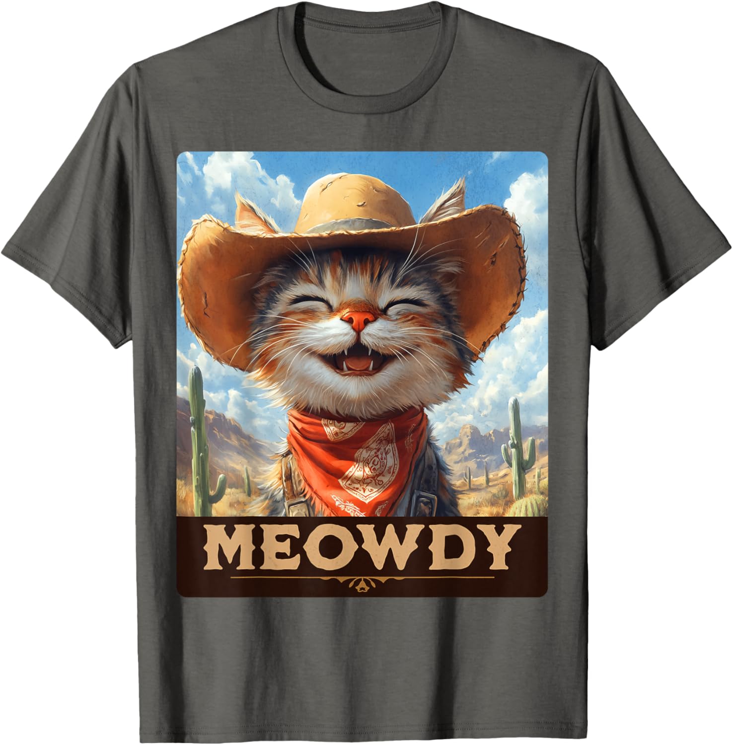 Meowdy Cowboy Cat T-Shirt - Wild West Feline Fun for Cat Lovers - 23