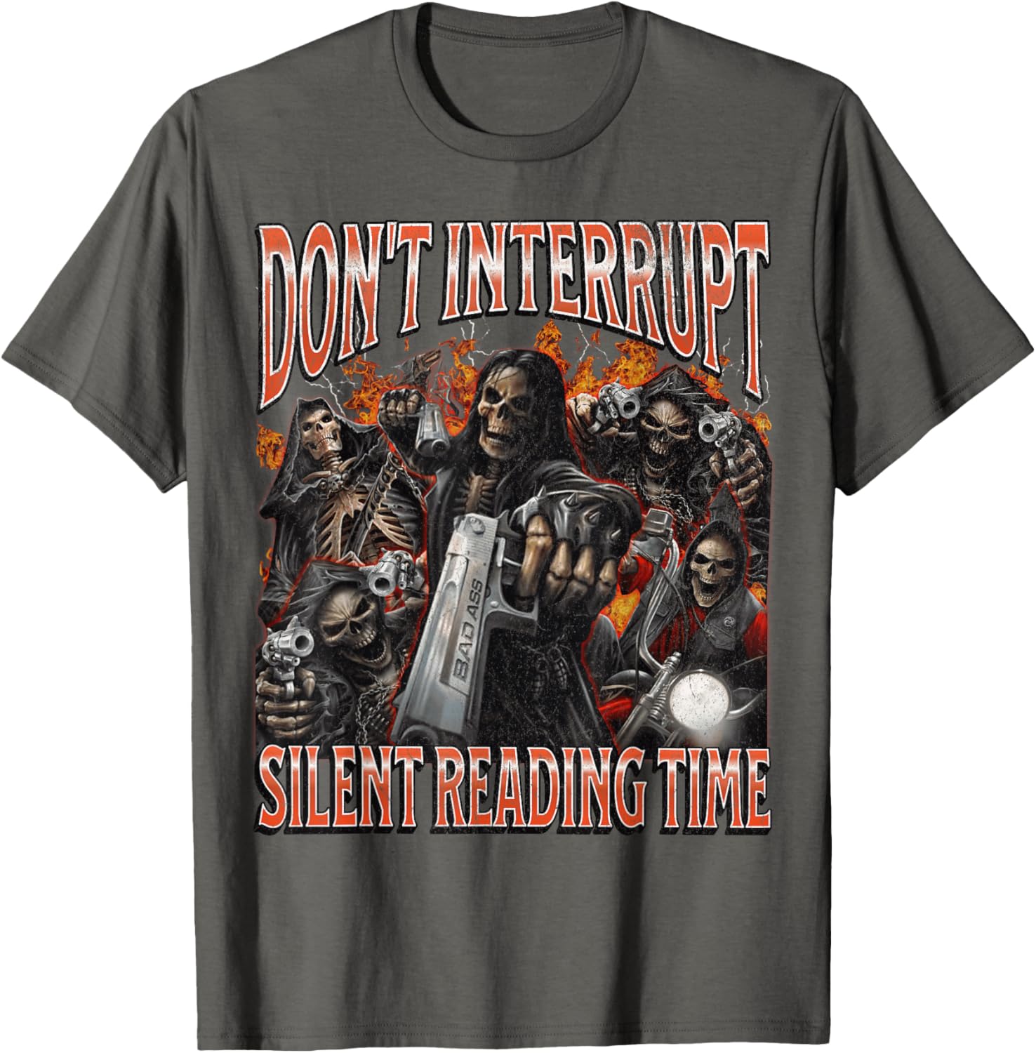 Funny Skeleton Meme T-Shirt Perfect for Silent Reading Time Lovers - 8