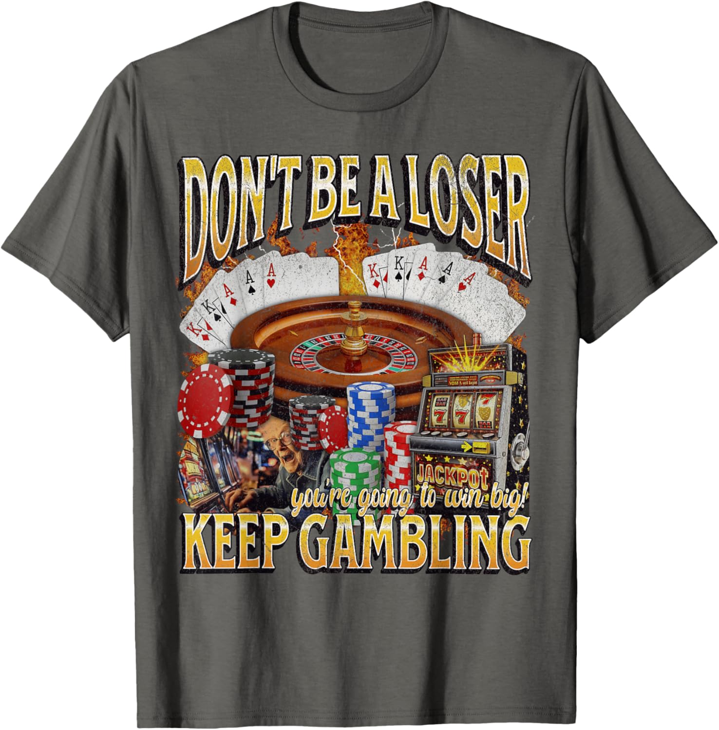 Funny Unhinged Gambling Bootleg Graphic T-Shirt for Fun Lovers - 3