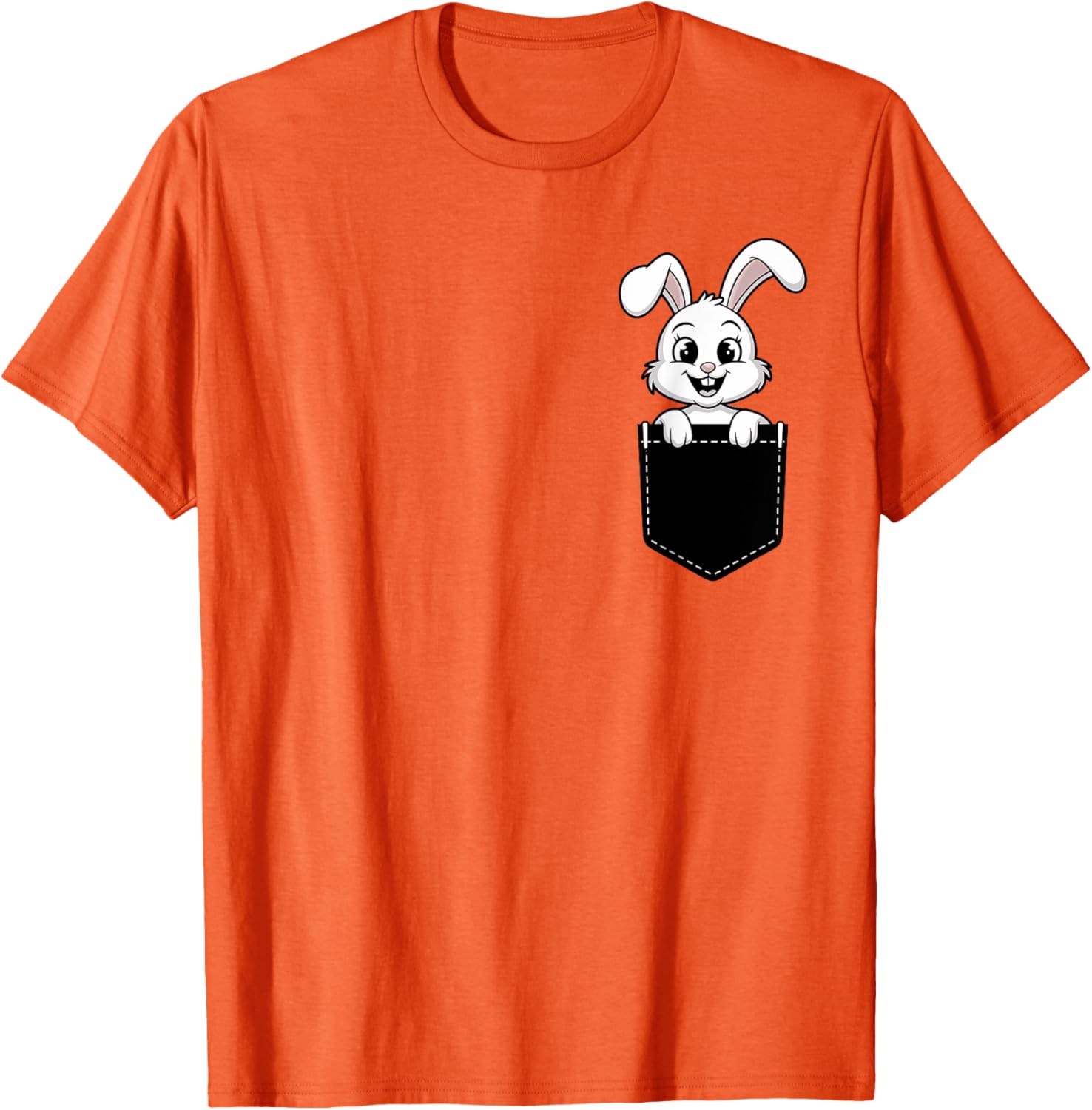 Cute Funny Rabbit in Pocket T-Shirt for Men and Women - Animal Lovers Design - 7