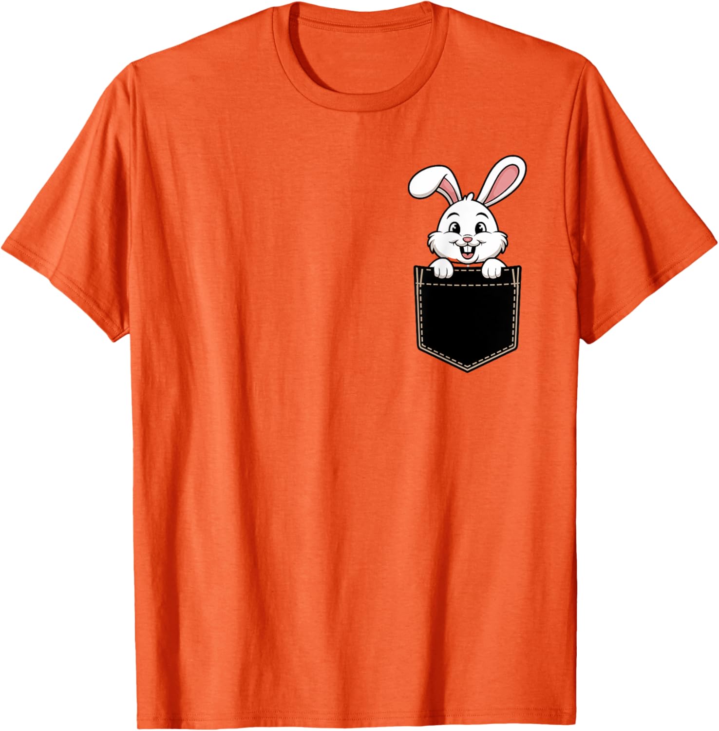 Cute Funny Rabbit Pocket T-Shirt for Men and Women - Adorable Animal Tee - 10