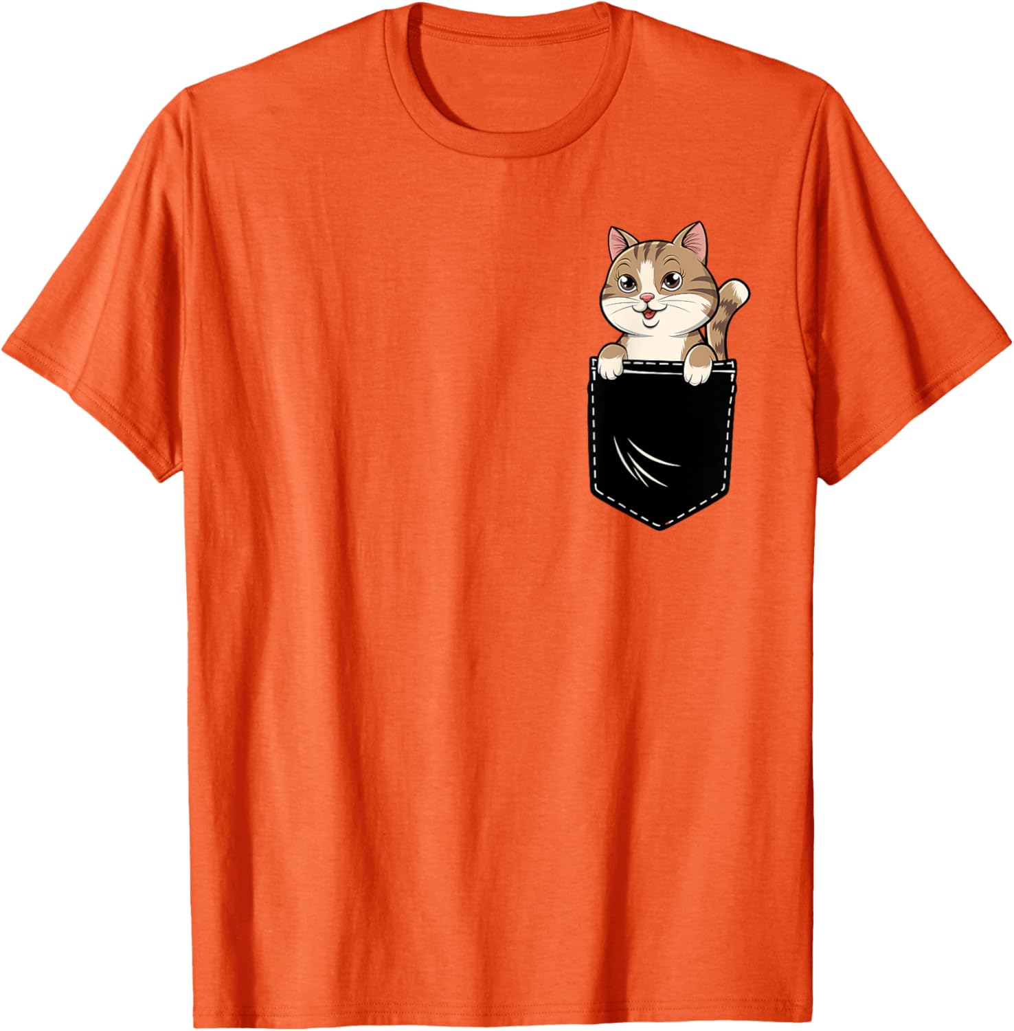 Cute Funny Cat Pocket T-Shirt for Men and Women - Adorable Animal Design - 24