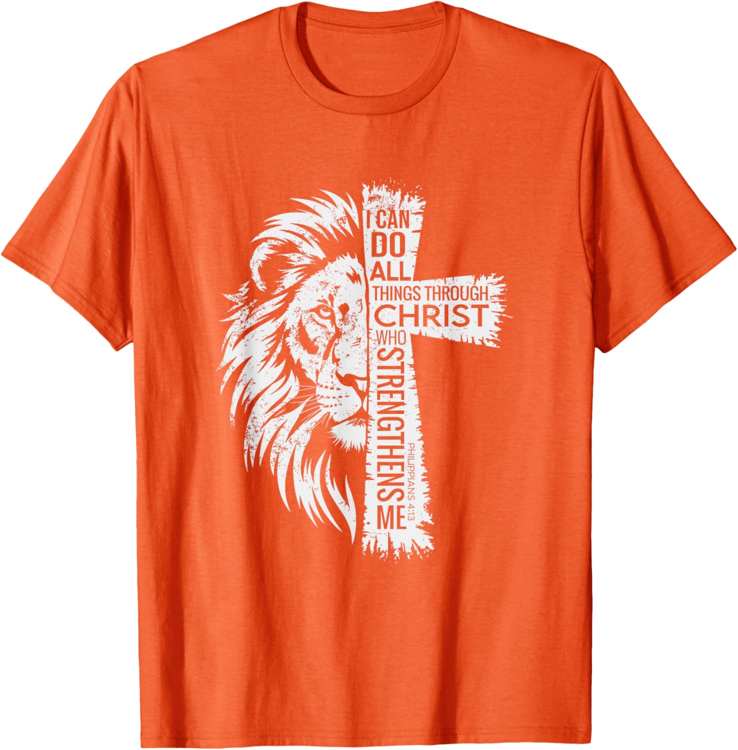 Lion of Judah and Cross Shirt with Philippians 4:13 Inspirational Tee - 4