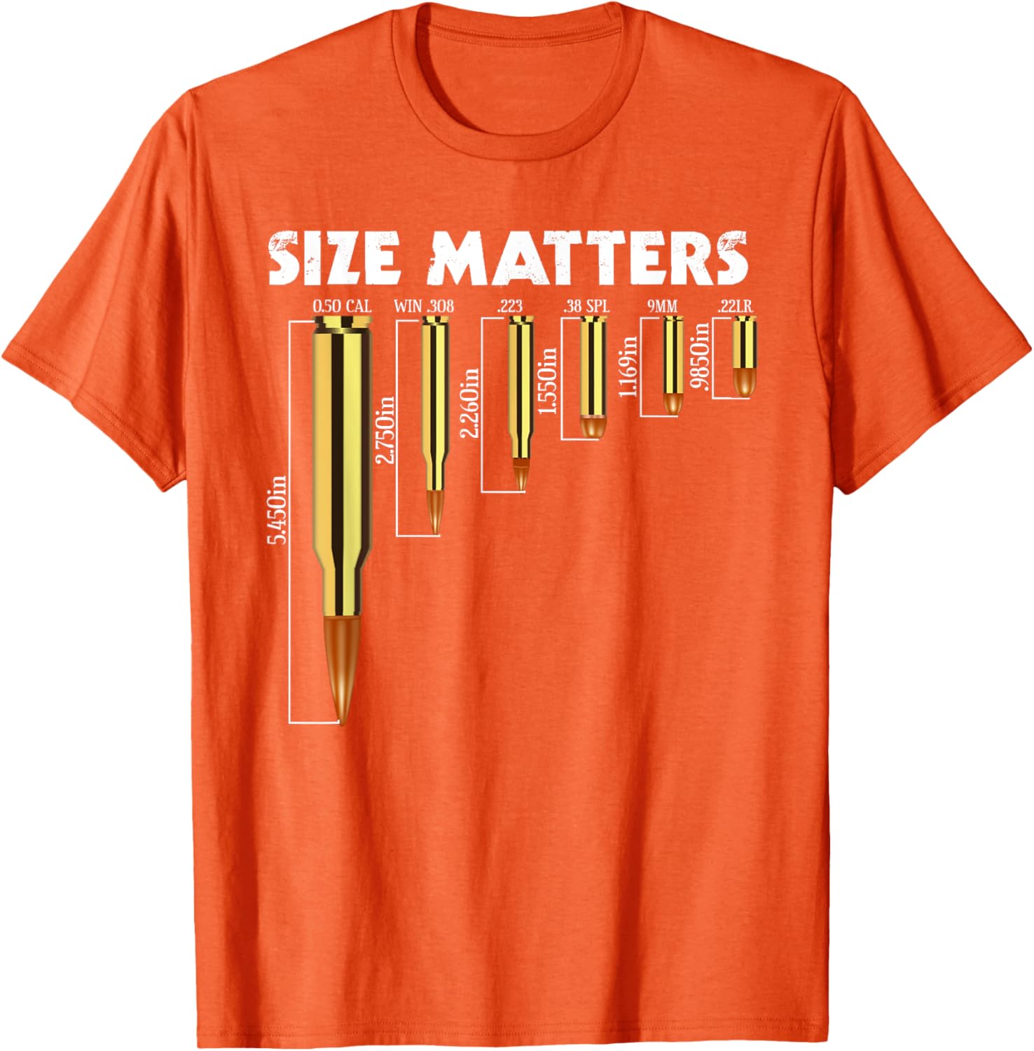 Size Matters T-Shirt for Bullet Lovers, Perfect Caliber Graphic Tee - 8
