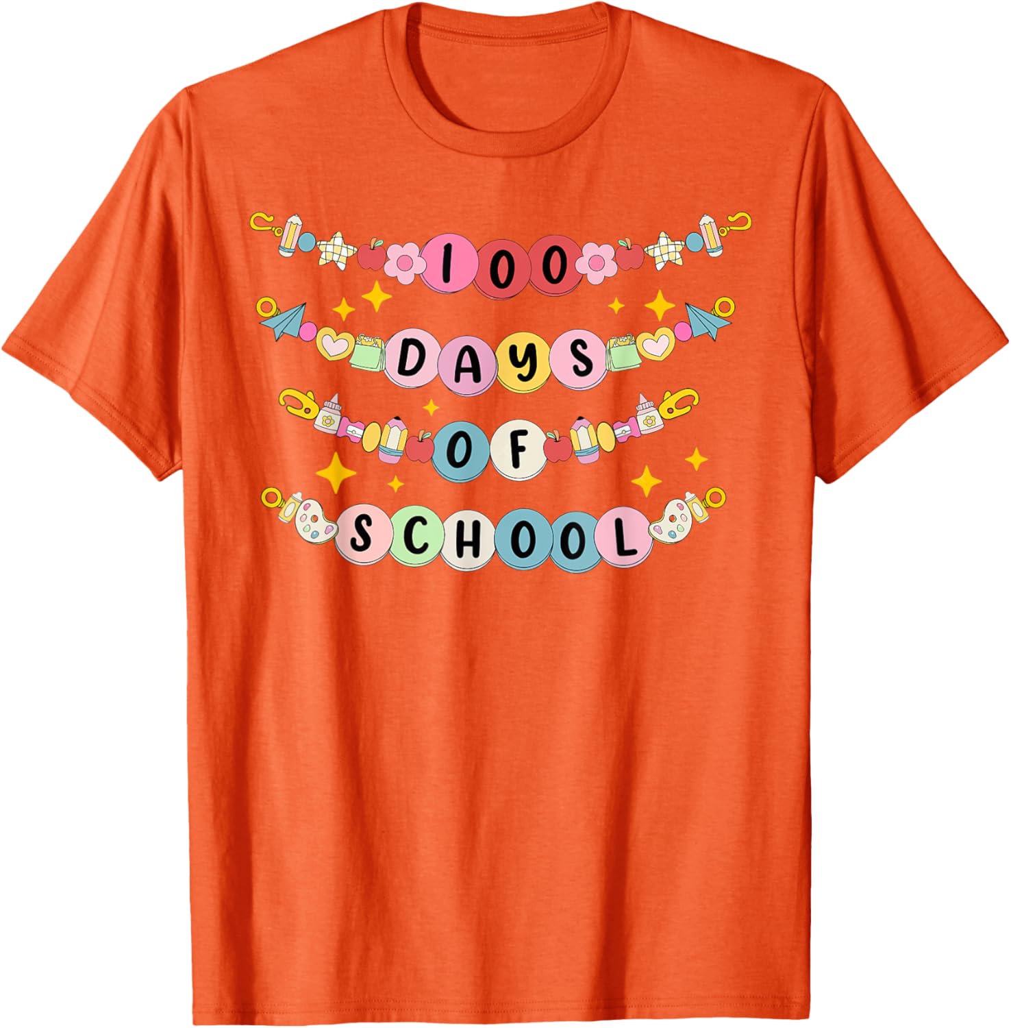 Happy 100 Days of School Bracelet and T-Shirt for Students and Teachers - 1