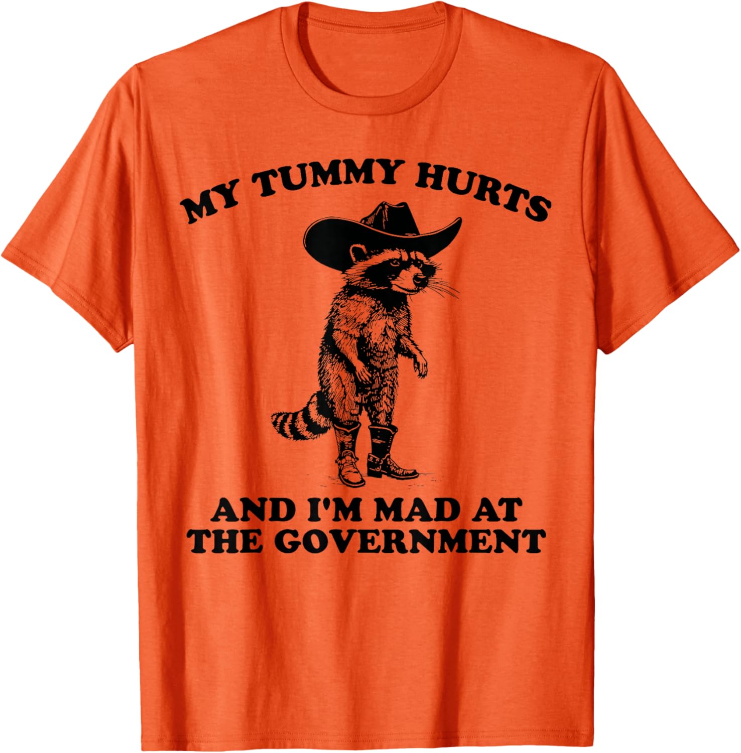 Funny Cowboy Raccoon T-Shirt for Kids Who Are Mad and Have Tummy Aches - 10