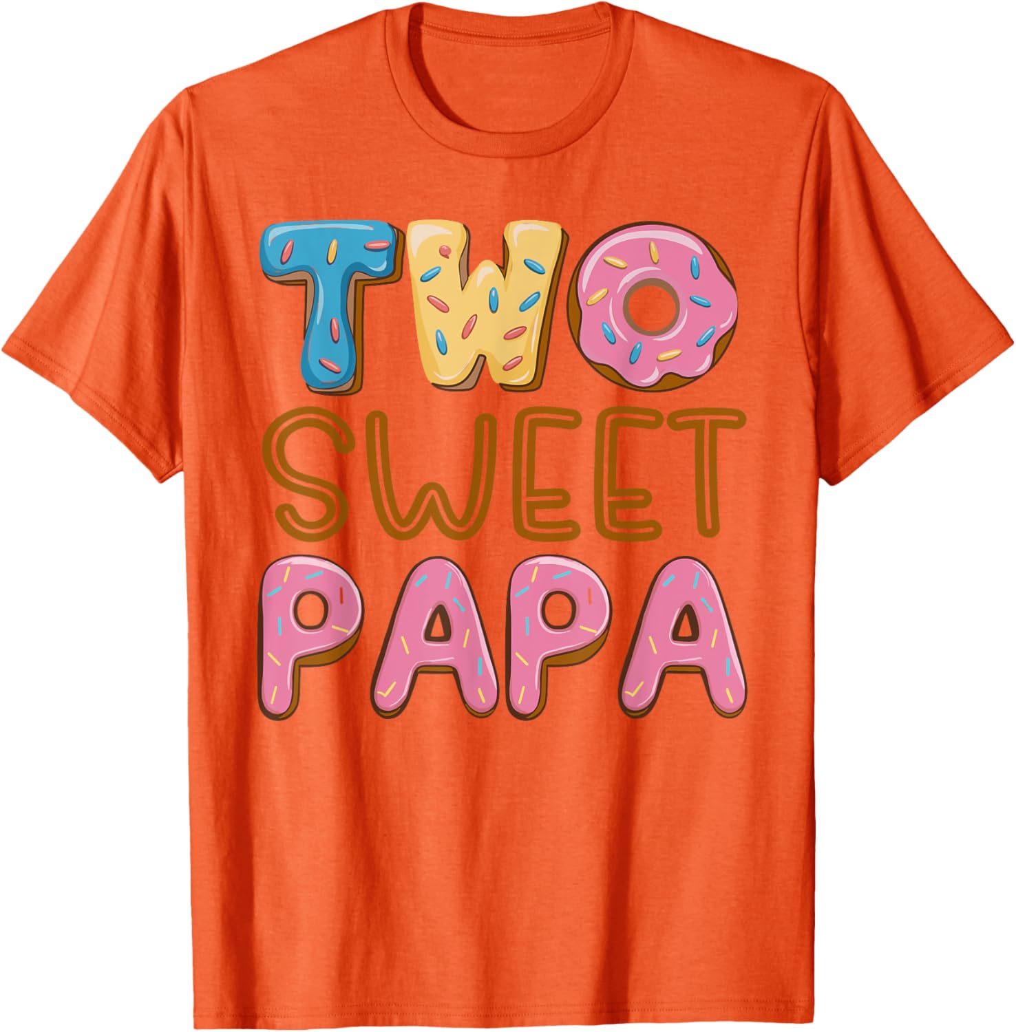 Papa of Two Sweet Donuts Birthday T-Shirt for Dad - Cute Party Wear - 1