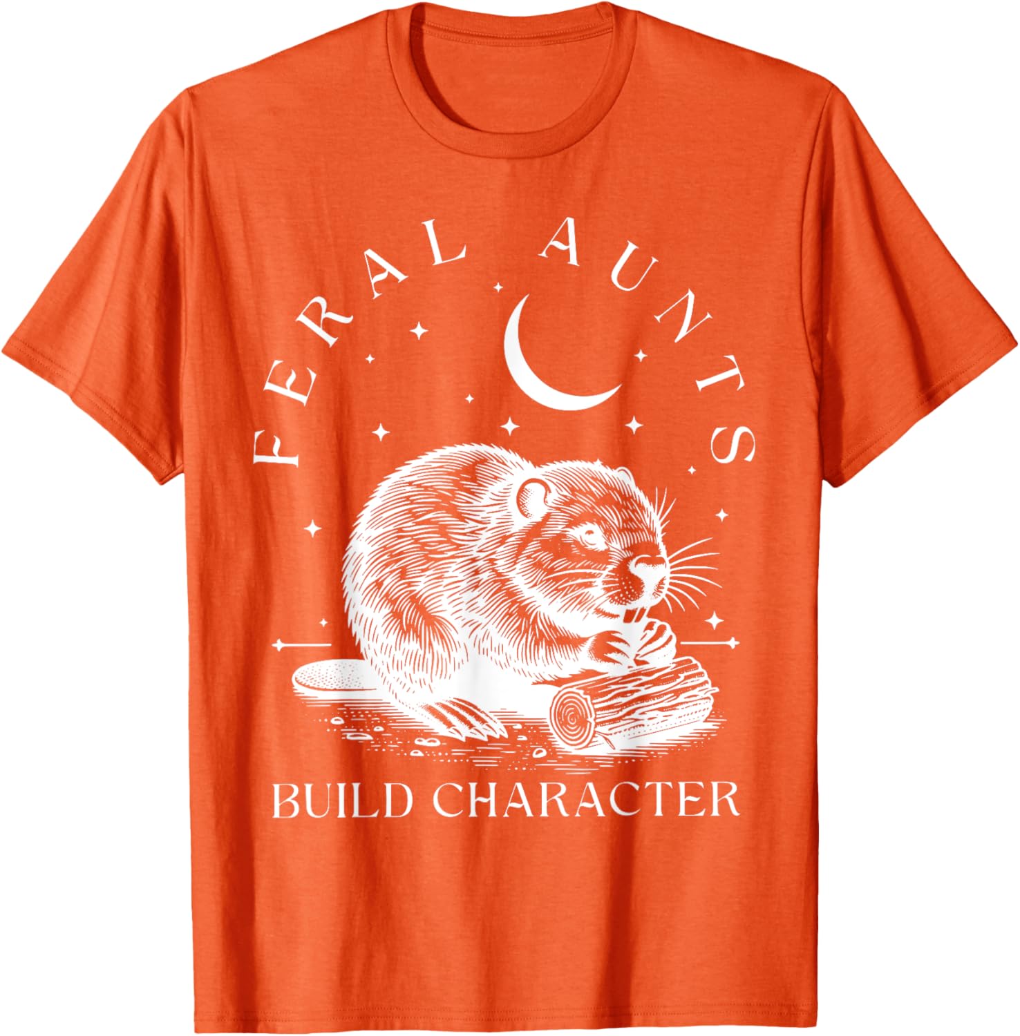 Funny Retro Aunt T-Shirt with Cute Beaver Design – Build Character Style - 12