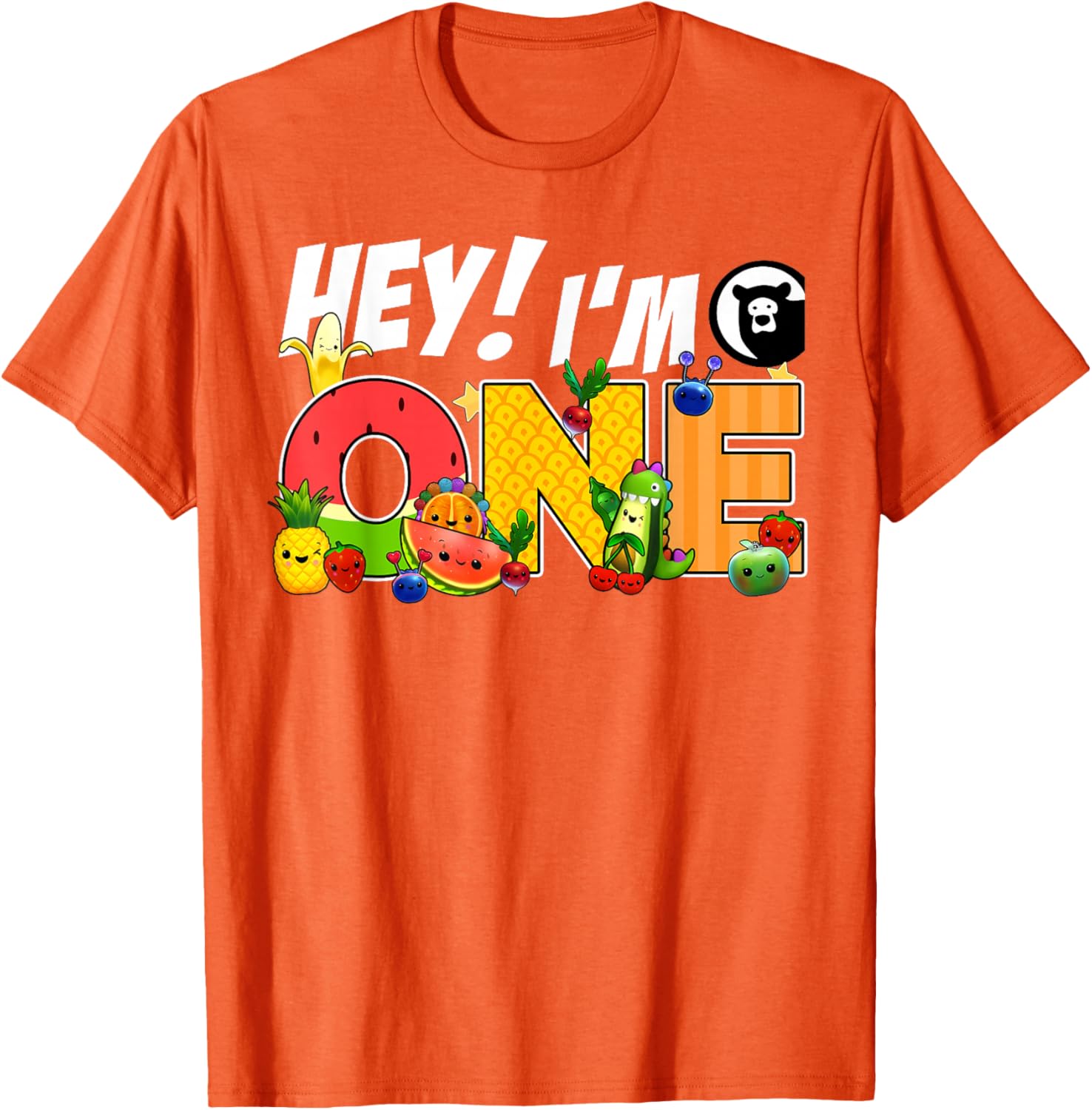 Funny Hey I'm One Birthday Boy T-Shirt for Kids with Cute Fruit Design - 19