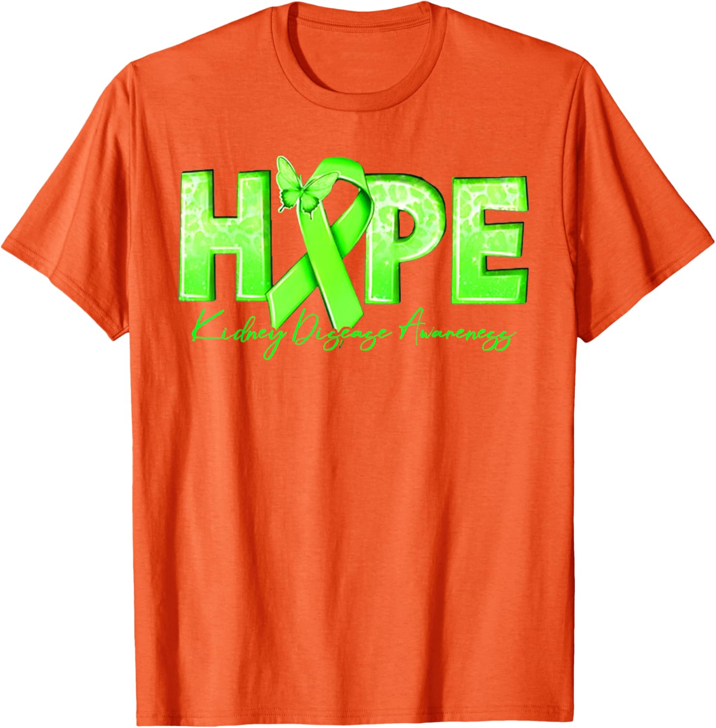 Hope Kidney Disease Awareness Green Ribbon T-Shirt for Renal Health Support - 16