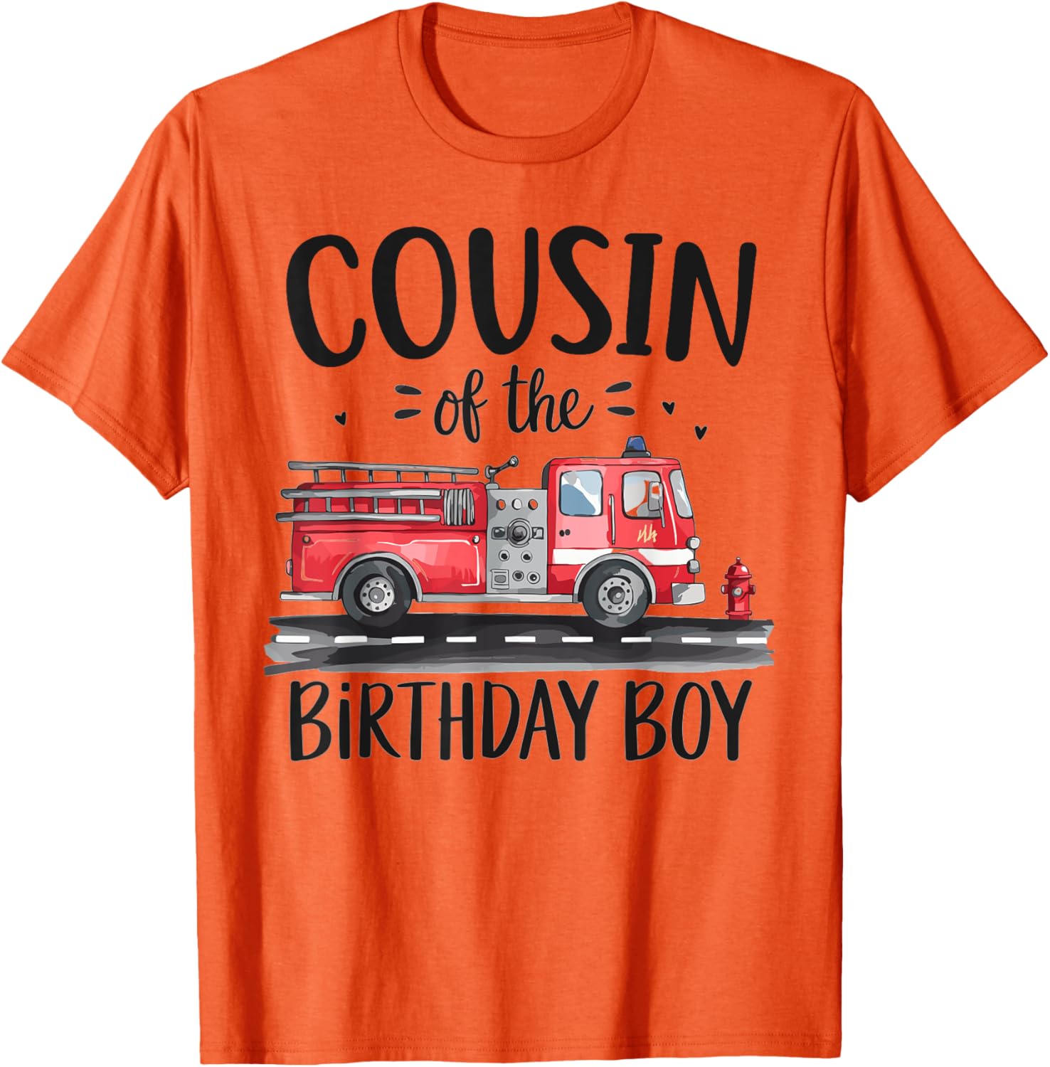 Cousin of the Birthday Boy Fire Truck Firefighter T-Shirt for Kids - 3