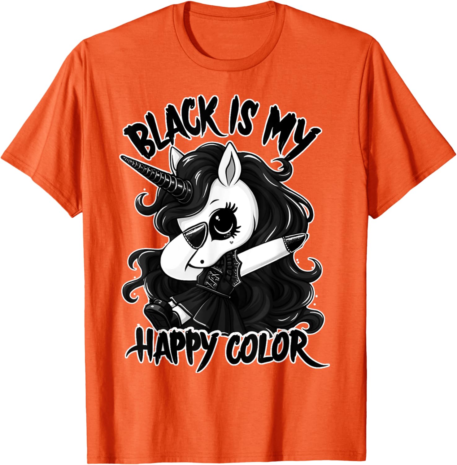 Gothic Unicorn Dabbing T-Shirt - Black is My Lucky Color Tee - 17