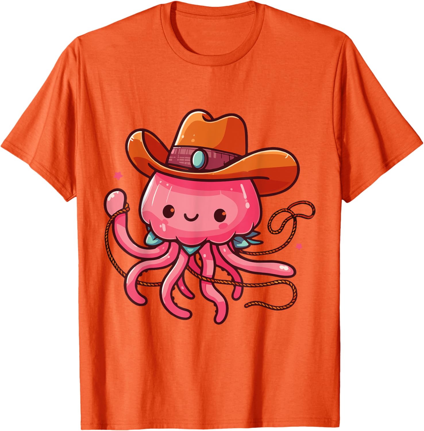 Western Rodeo Cowboy Hat and Jellyfish Texas Animals T-Shirt for Men - 9