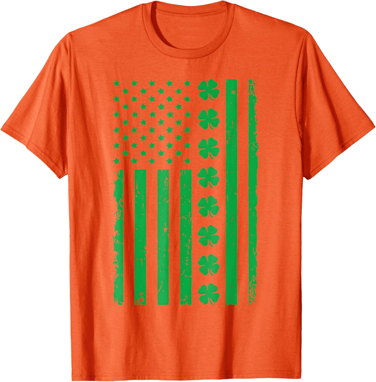 Stunning US American Flag T-Shirt with Shamrocks for St. Patrick's Day - 1