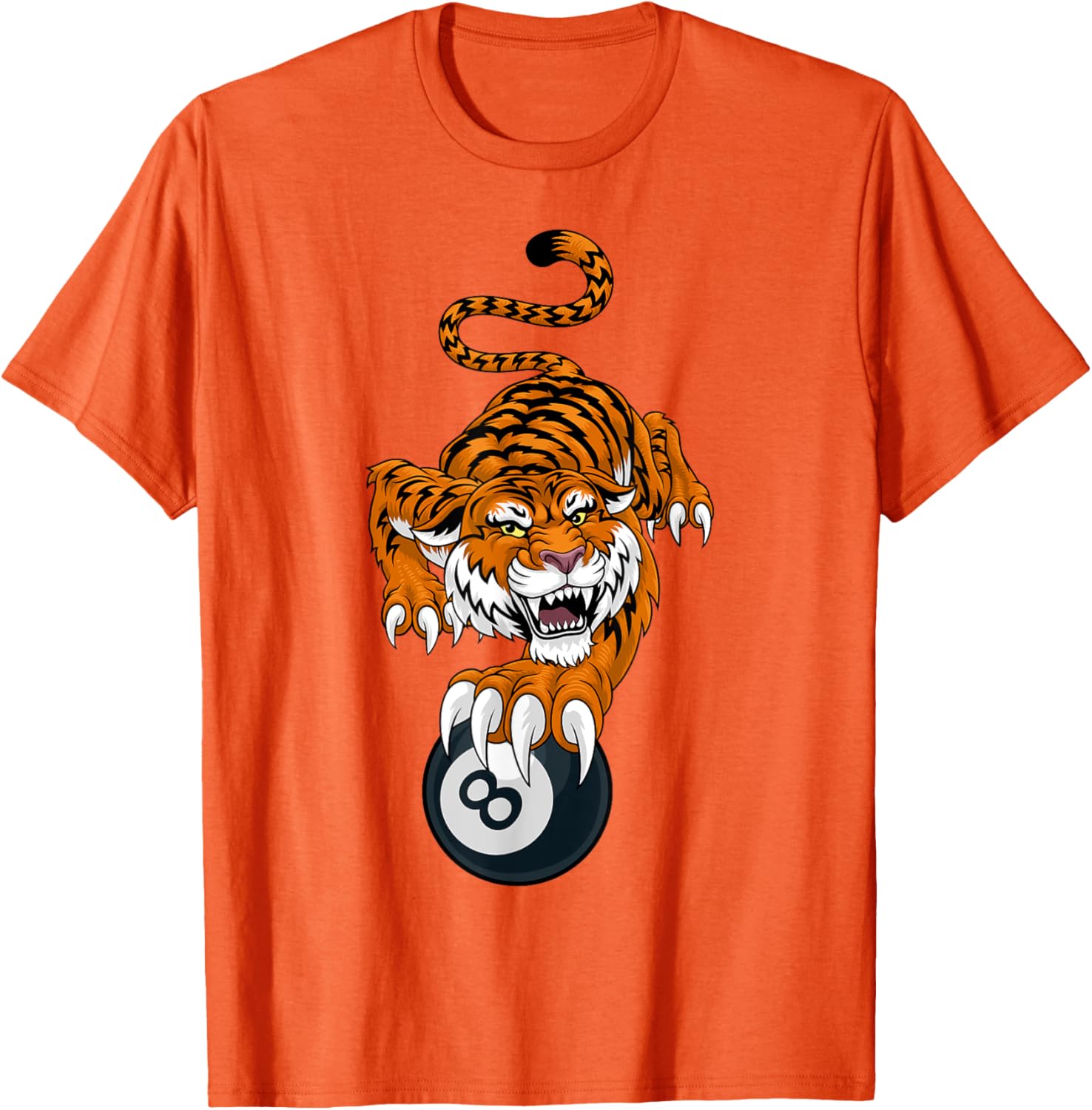 Tiger Angry Pool 8 Ball Billiards Cartoon Character T-Shirt for Fun Style - 8