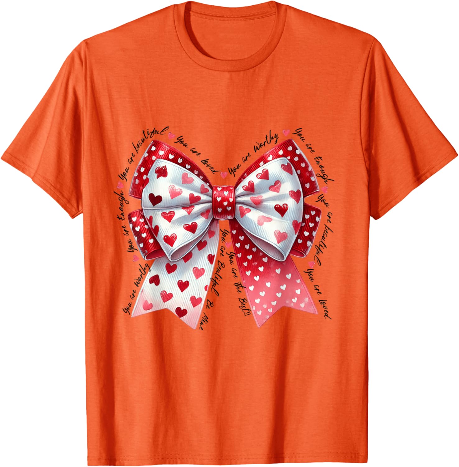 Adorable Cute Coquette Bow Ribbon Valentines Day T-Shirt for Women - 5