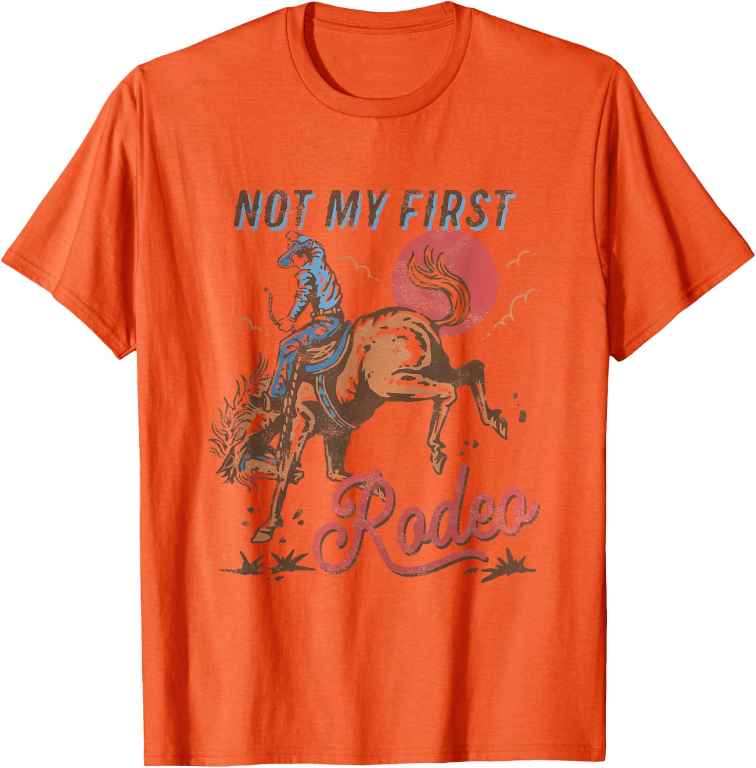 Vintage Cowboy Rodeo T-Shirt Not My First Rodeo Bronc Riding Style - 13