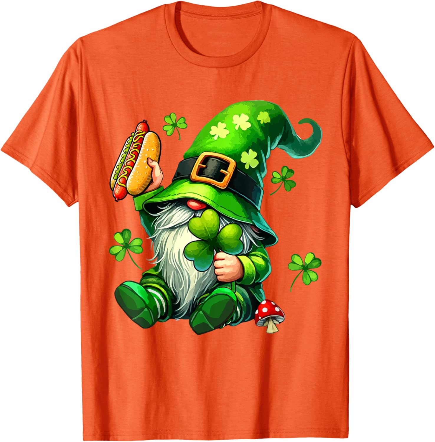Gnome Eating Hot Dog St. Patrick's Day T-Shirt for Food Lovers - 21
