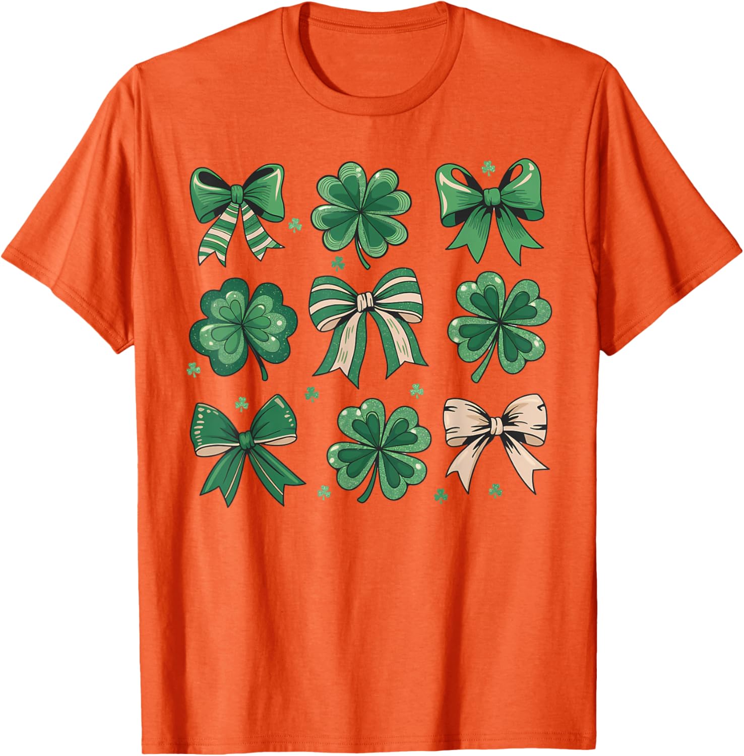 Cute Retro St Patricks Day Shamrock Bow T-Shirt for Festive Fun - 16