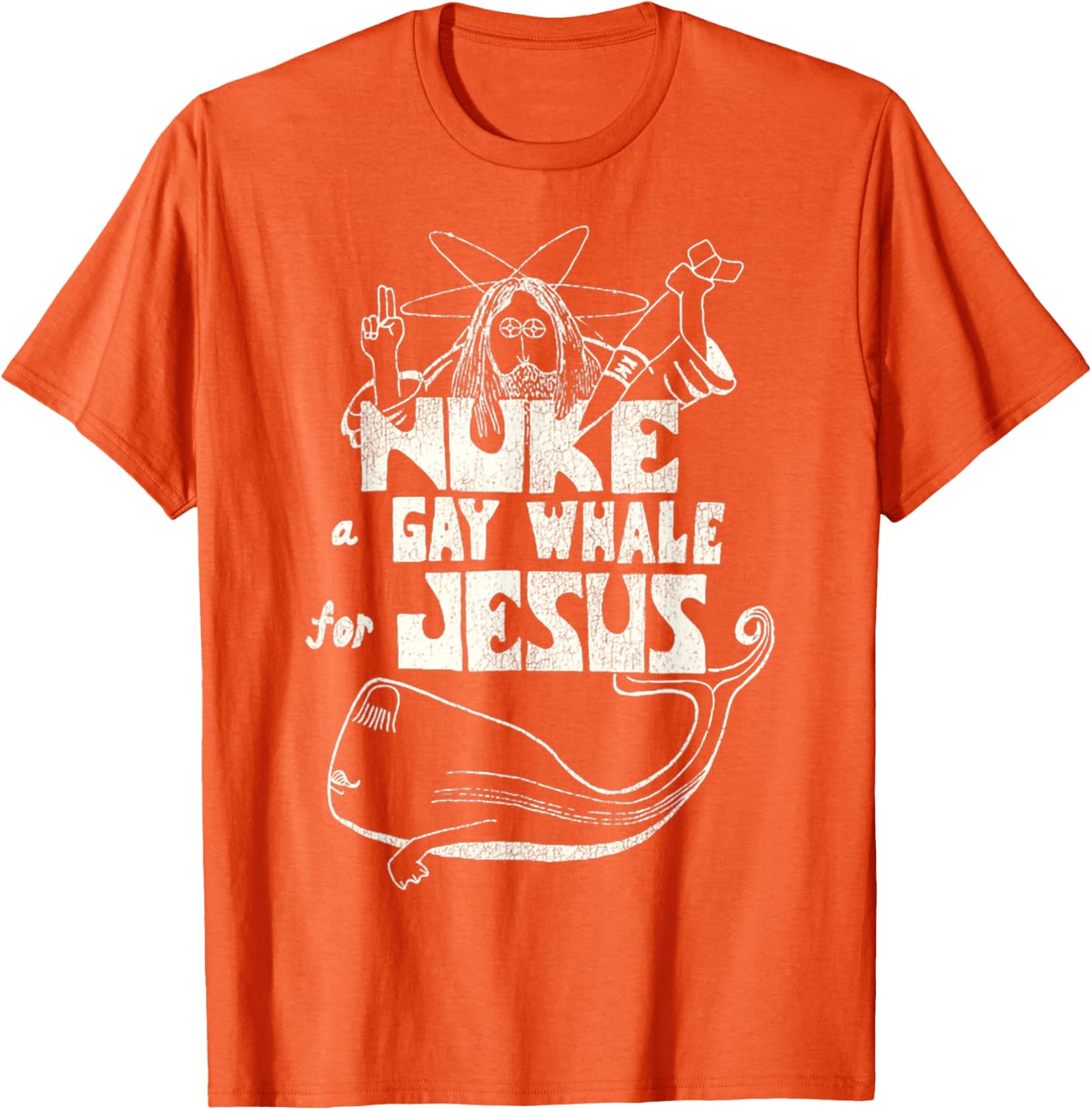 Funny Vintage 80s Nuke a Gay Whale For Jesus T-Shirt for Social Advocacy - 19