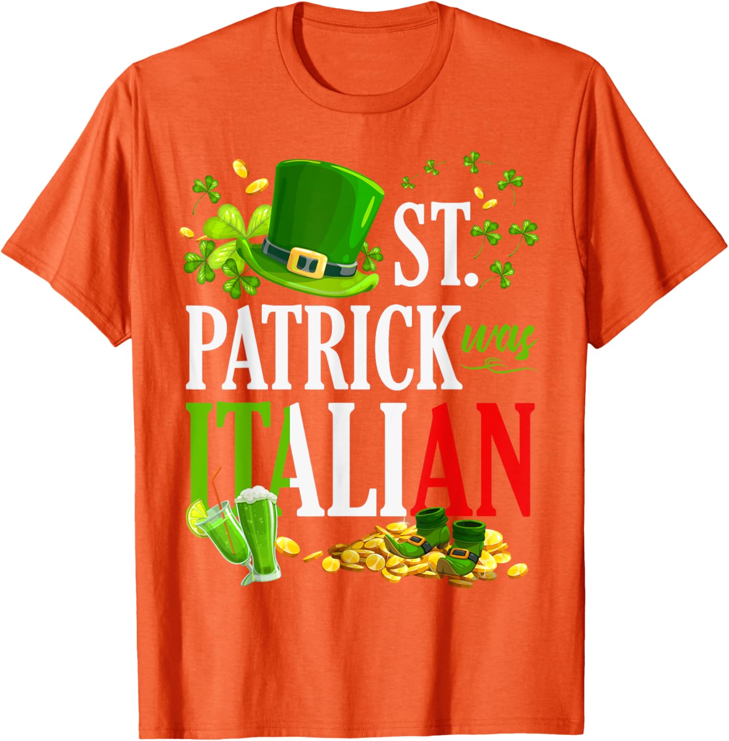 Vintage St Patrick Was Italian Clover Graphic T-Shirt for St Patricks Day - 16