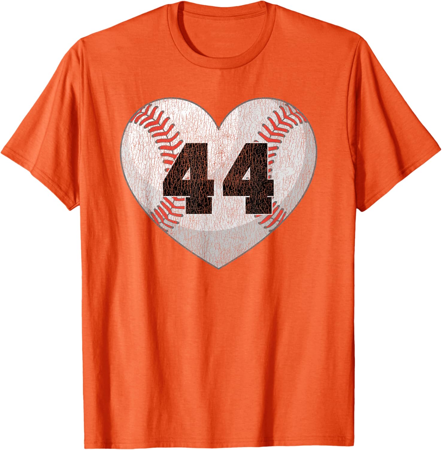 Cute Baseball Number 44 Distressed Heart T-Shirt for Baseball Moms - 9