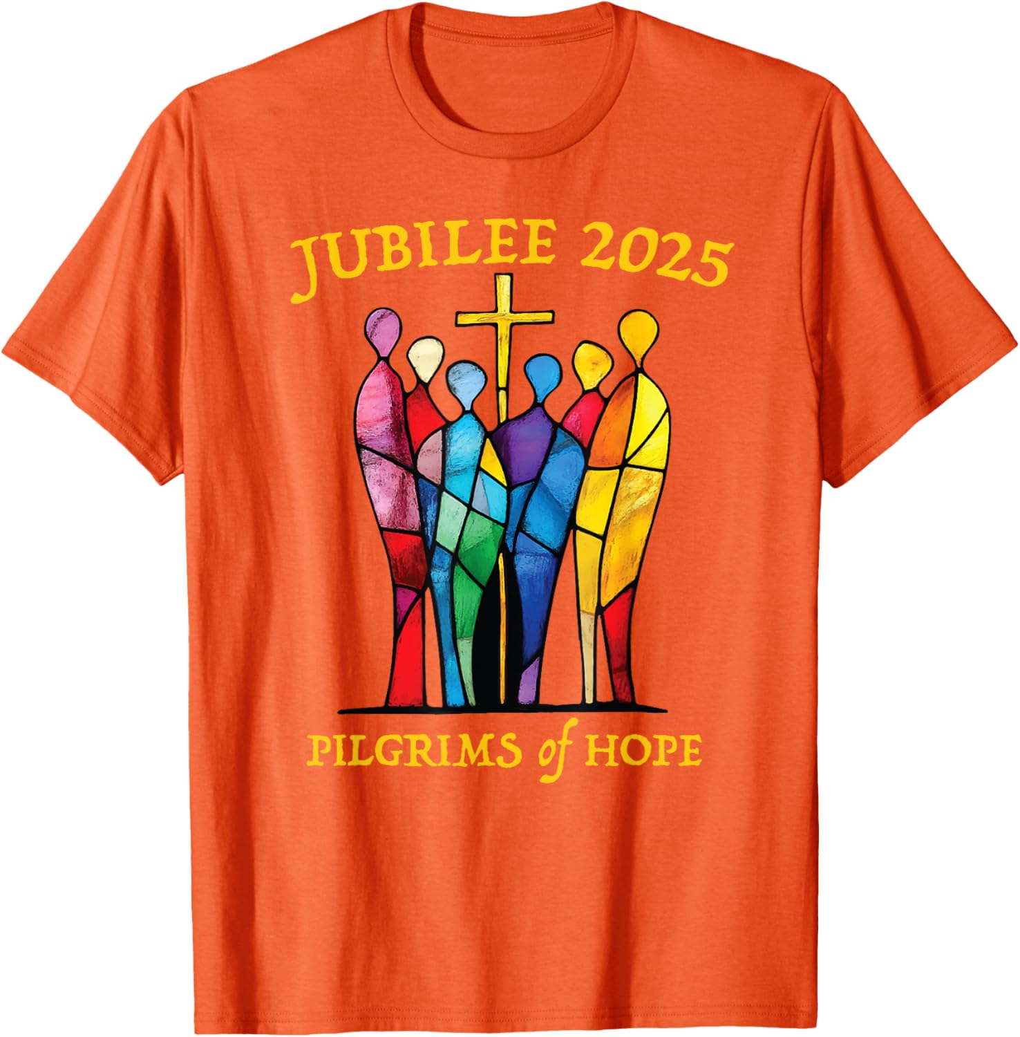 Catholic Jubilee 2025 Pilgrims of Hope Stained Glass T-Shirt for All - 19