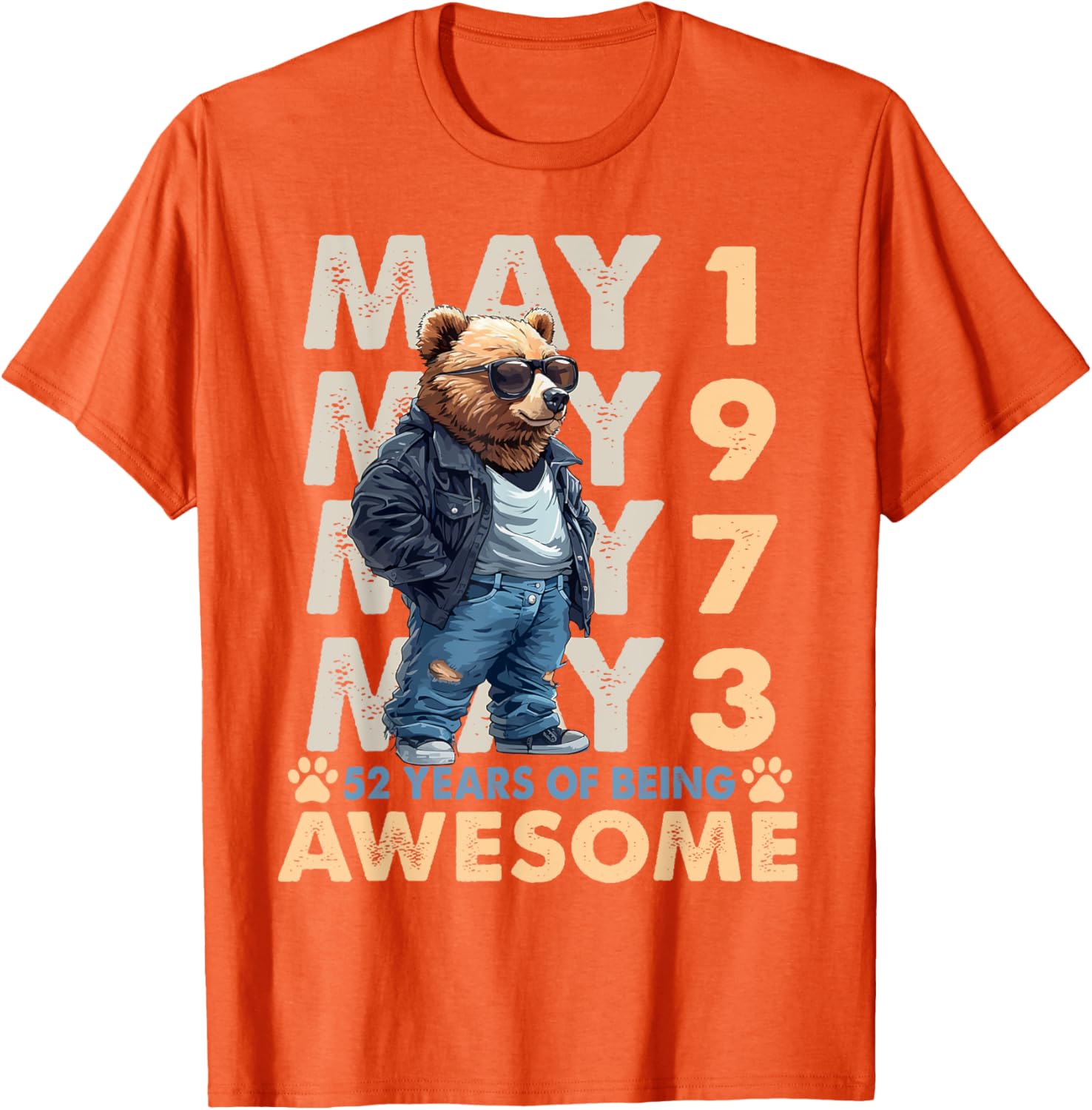 Celebrate 52 Years with a May 1973 Birthday Bear Men's T-Shirt - 11