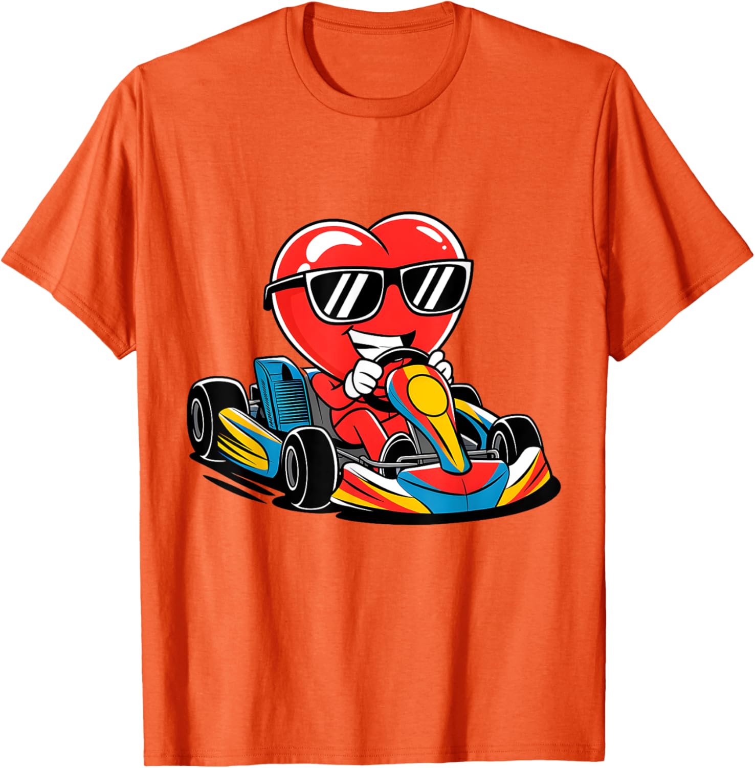 Heart Racing Go-Kart Valentine's Day T-Shirt for Boys and Girls - 7