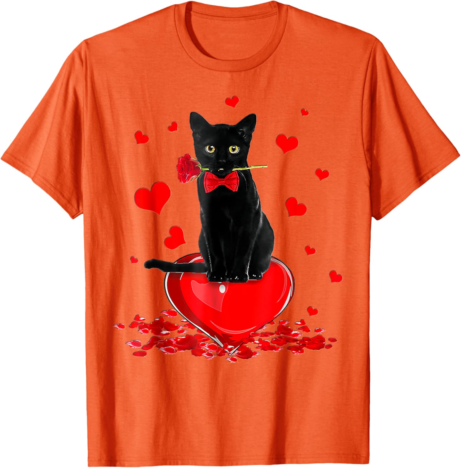 Cute Black Cat Valentine's Day Hearts T-Shirt for Cat Lovers - 2