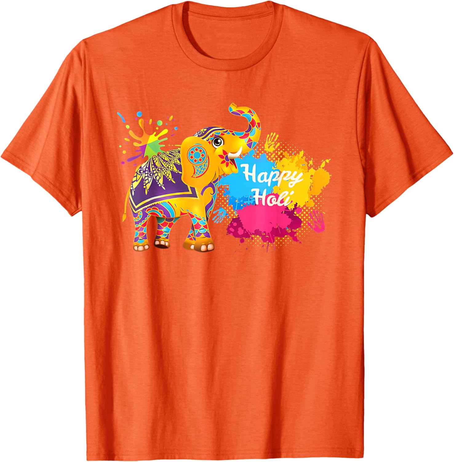 Happy Holi Elephant T-Shirt for Men, Women, and Kids - Colorful India Apparel - 20