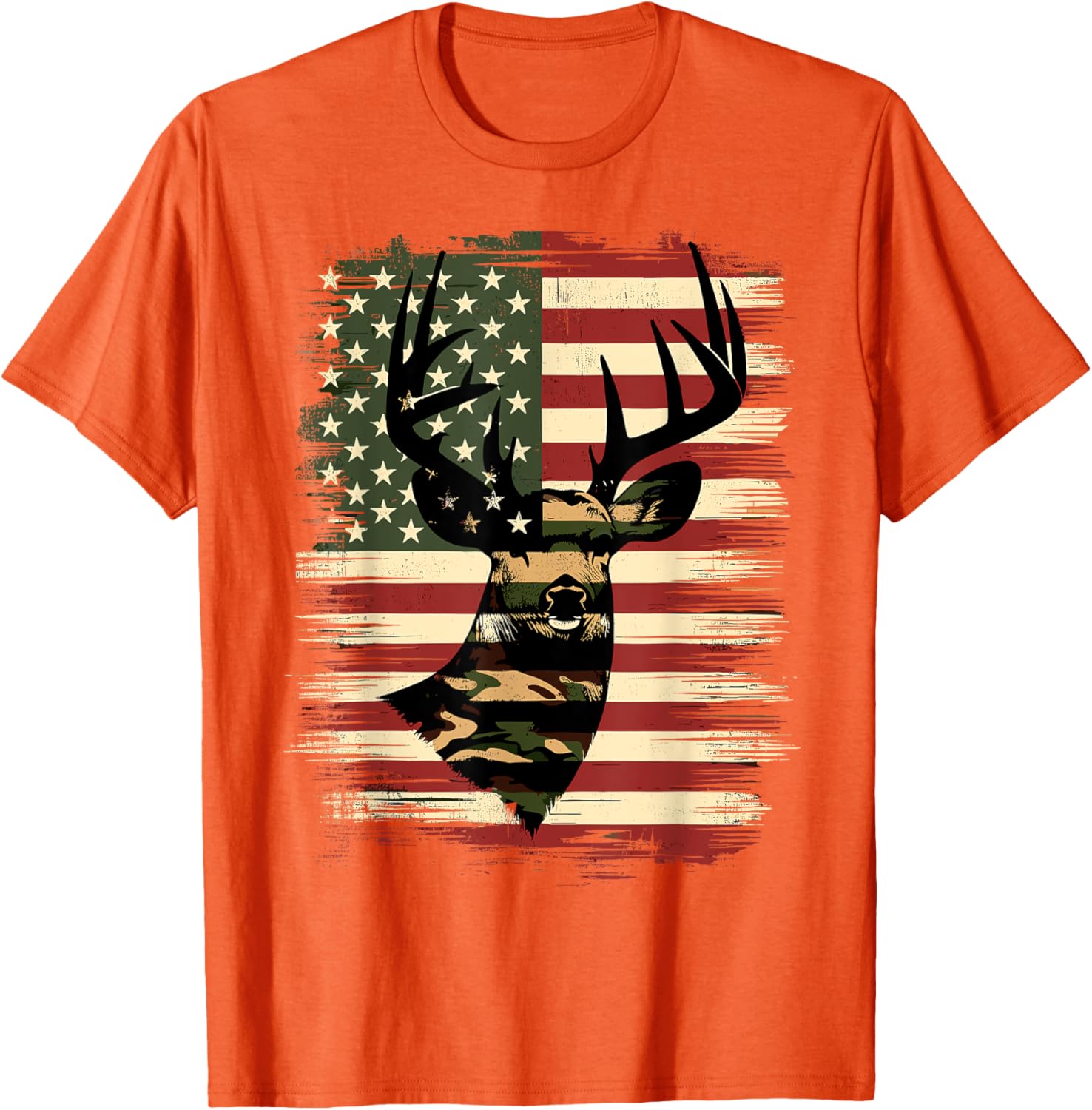 Camo American Flag Deer Hunter T-Shirt for Outdoor Lovers and Adventurers - 8