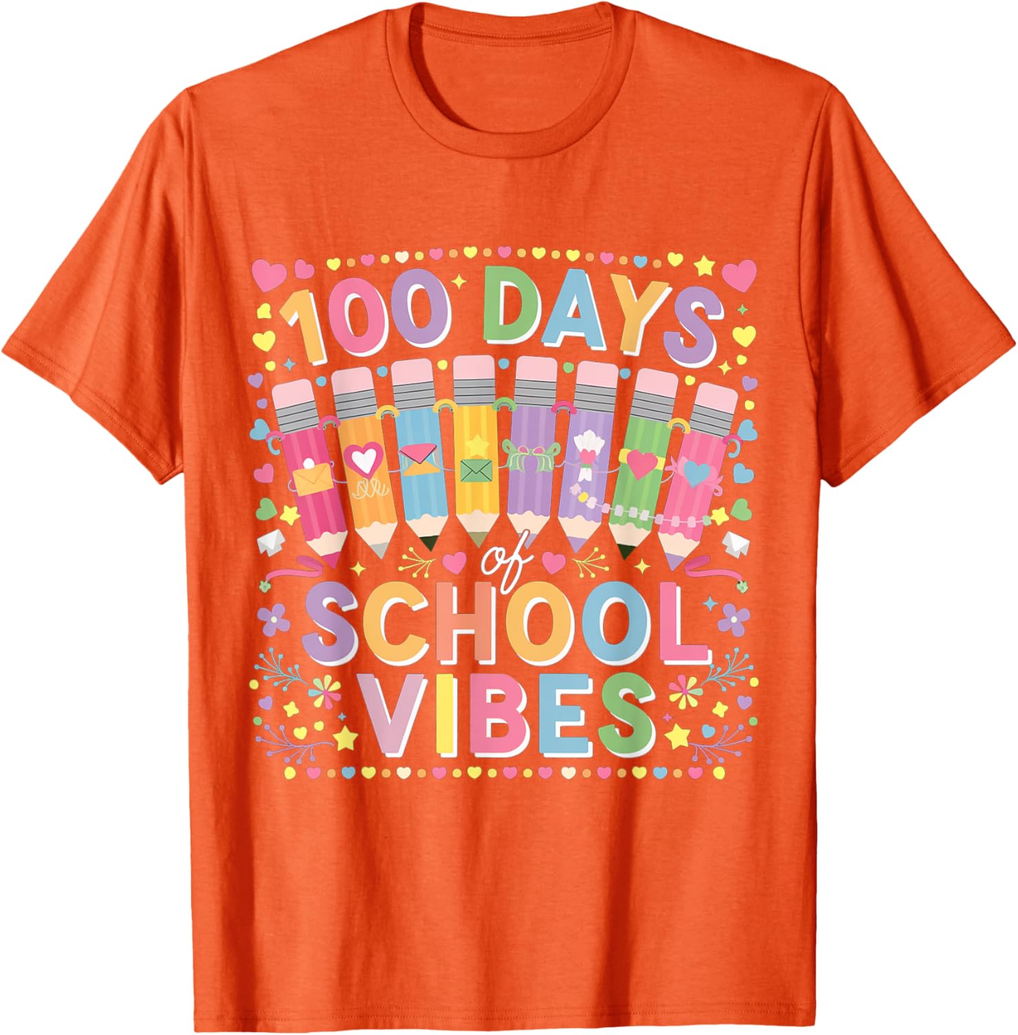 Cute Heart 100th Day of School T-Shirt for Kids Fun Celebration Wear - 7