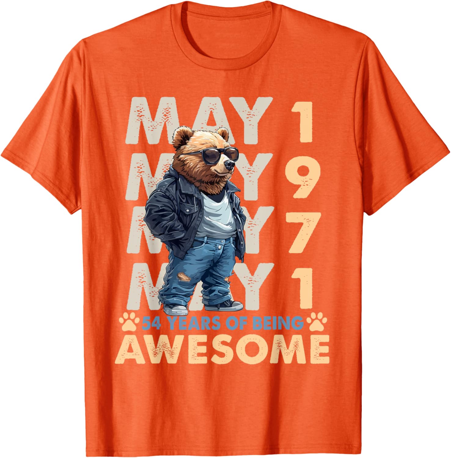 54th Birthday Bear Legends May 1971 T-Shirt for Men - Fun Gift Idea - 27