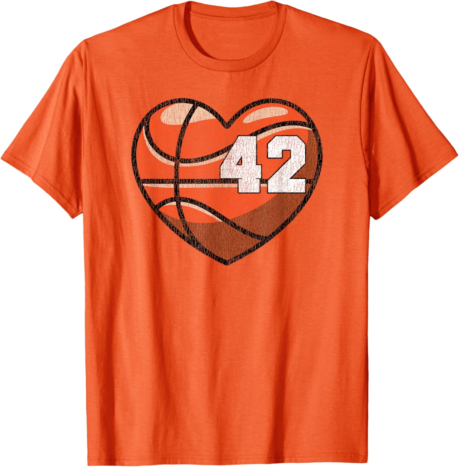 Distressed Heart Design Basketball Number 42 T-Shirt for Fans - 15