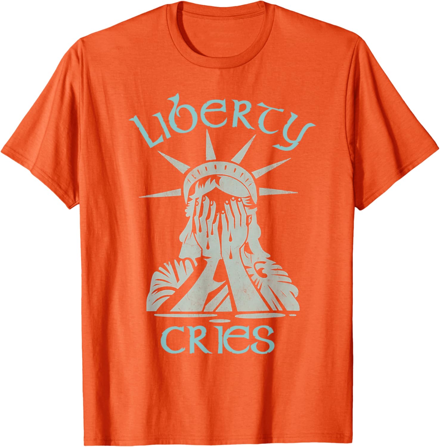 Statue of Liberty Headache Disgust Cry T-Shirt for American Pride - 7