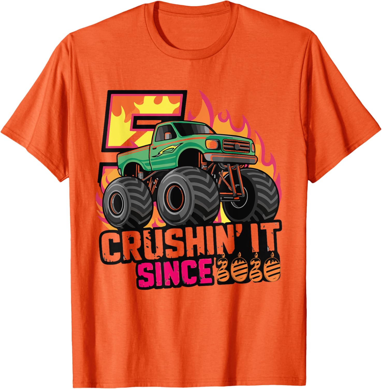 Birthday Monster Truck T-Shirt for 5 Year Old Boys - Fun Party Gift - 6