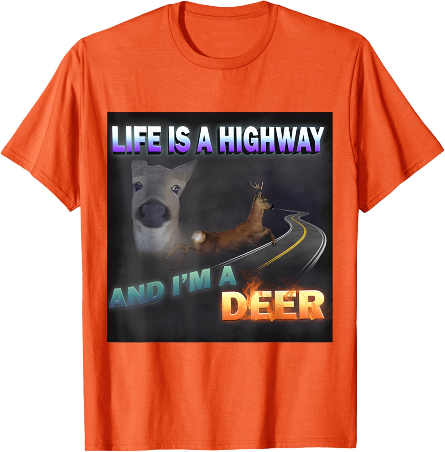Funny Life Is A Highway Meme Deer T-Shirt for Animal Lovers - 14