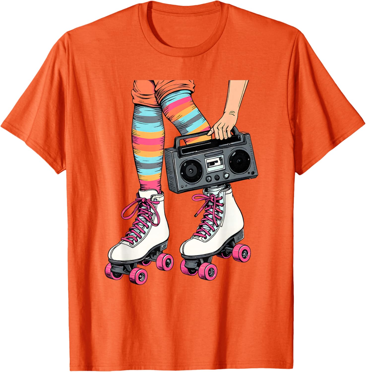 Retro Rollerskates Boombox T-Shirt for Fun 80's 90's Girls Vibes - 17