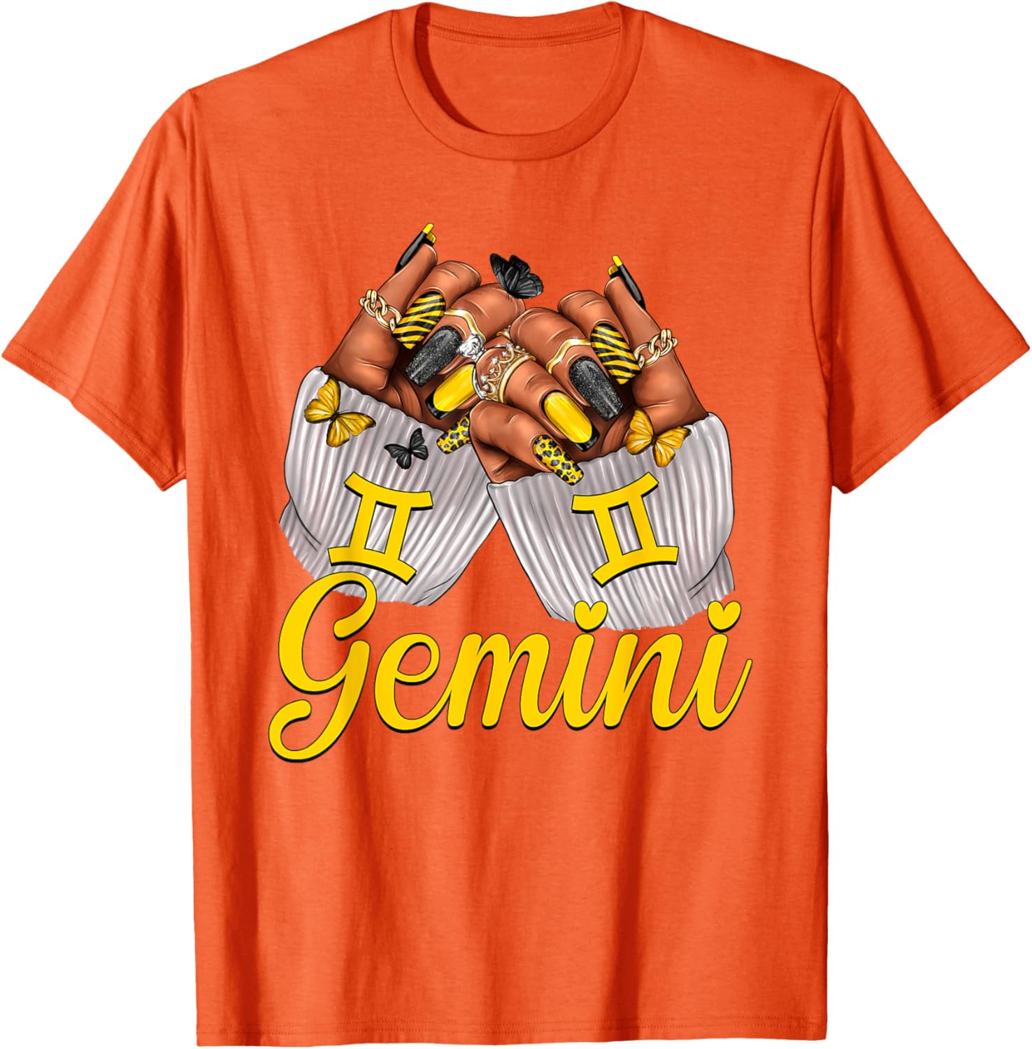 Gemini Black Women Nails Zodiac Birthday Queen T-Shirt for Astrologers - 7