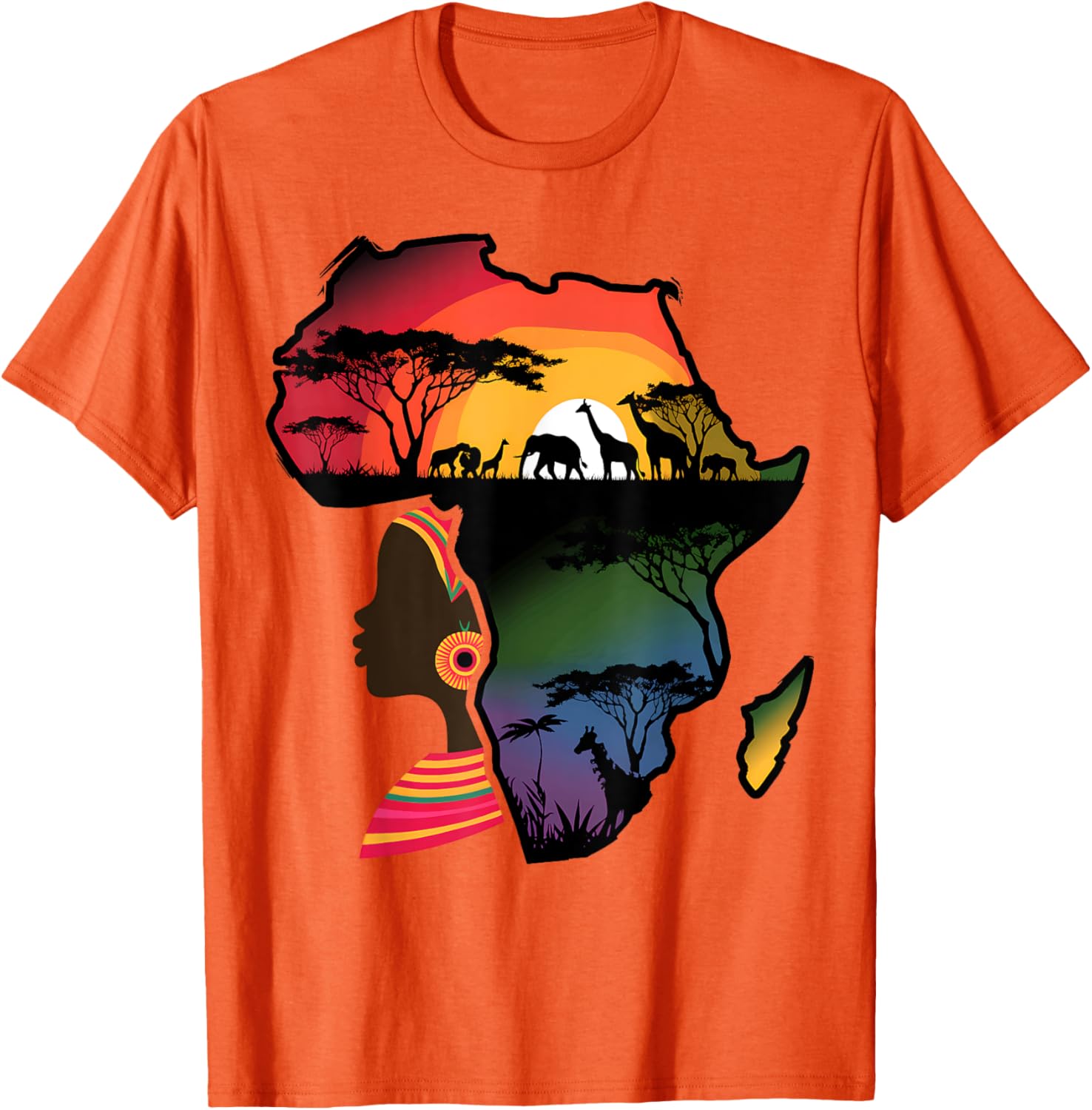 Black Women Afro Map Safari Animals T-Shirt Celebrating African Heritage - 11