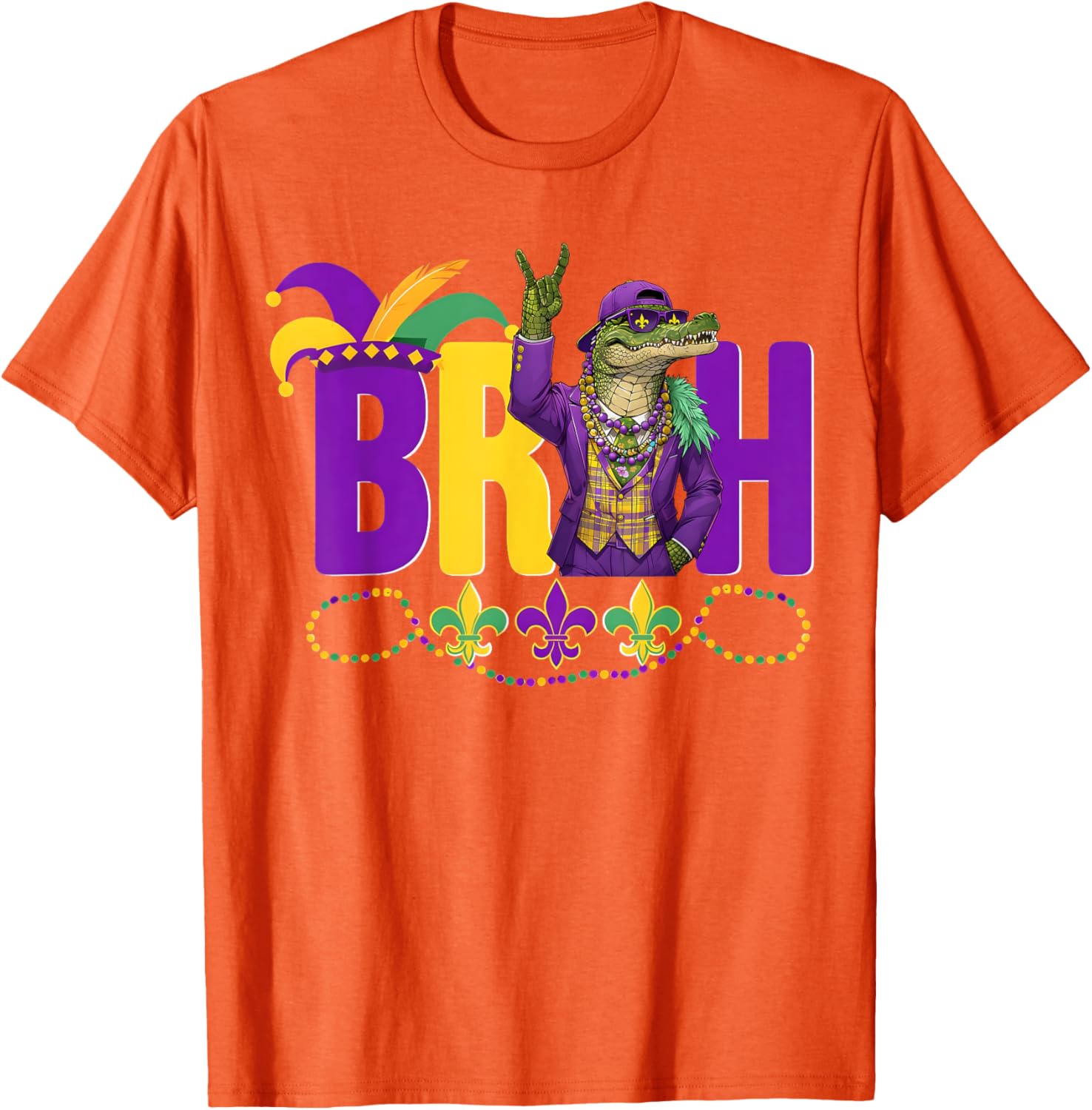 Bruh Mardi Gras Alligator Funny Meme T-Shirt for Boys and Teens - 14