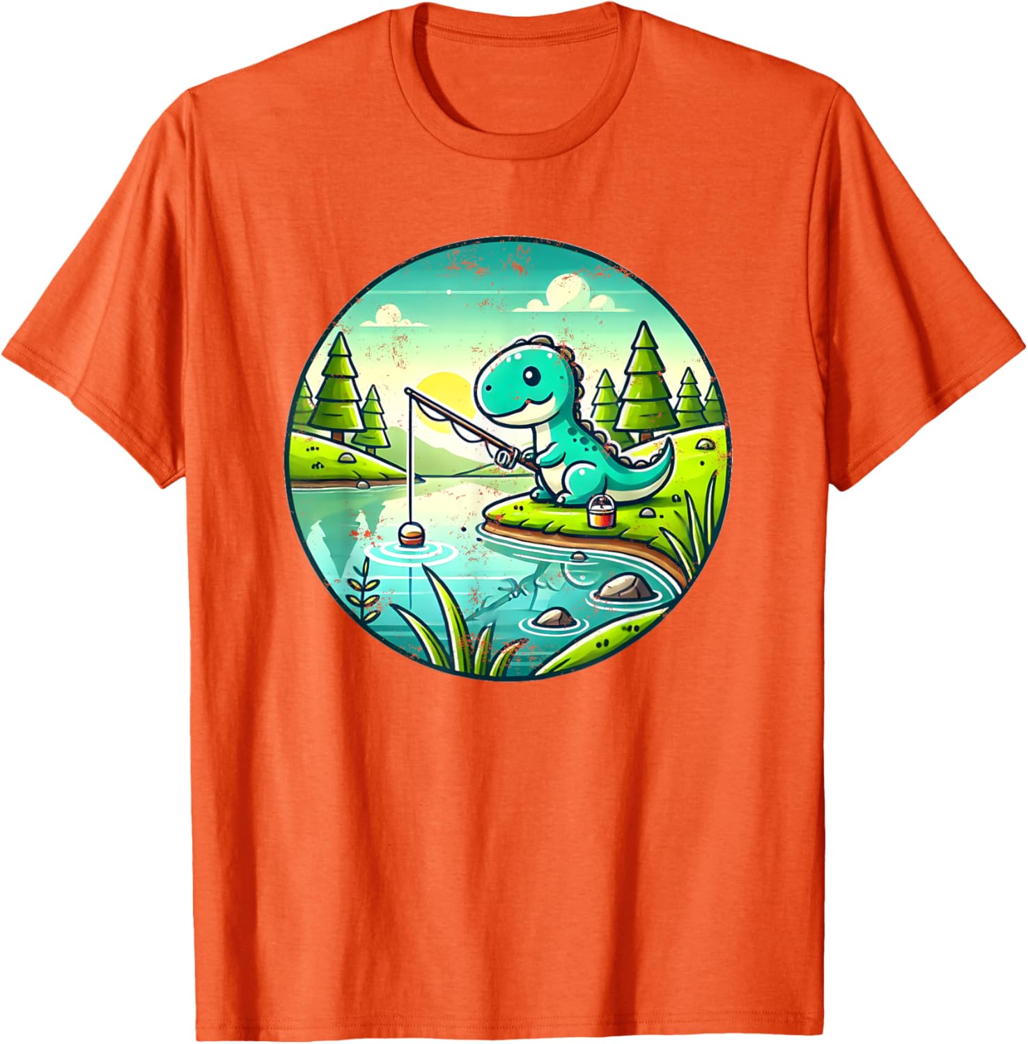 Cute Dinosaur Fishing T-Shirt for Kids and Adults - Fun and Comfy Wear - 14