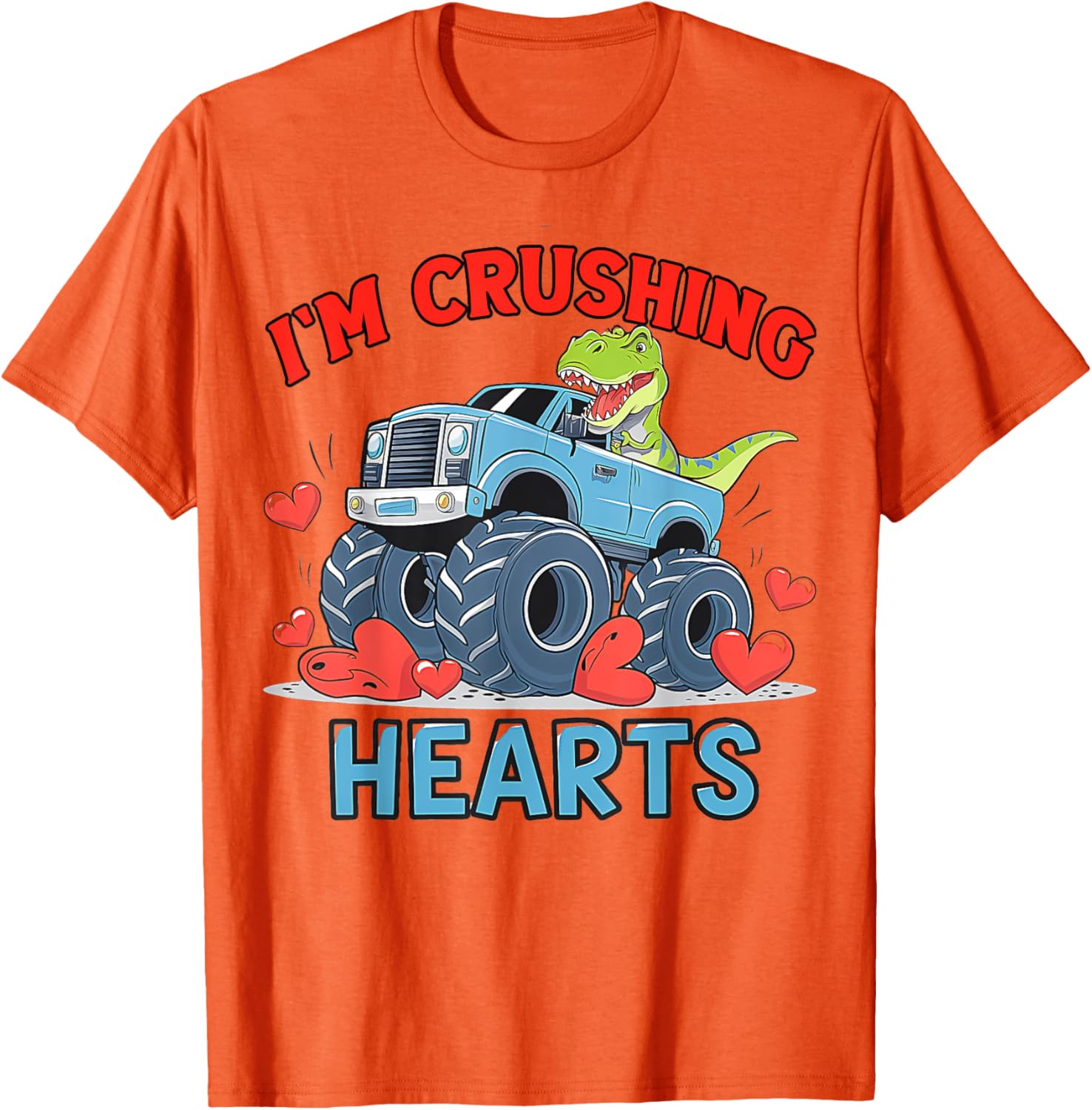 Hearts Crusher Monster Truck Valentine's Day T-Shirt for Kids and Adults - 15
