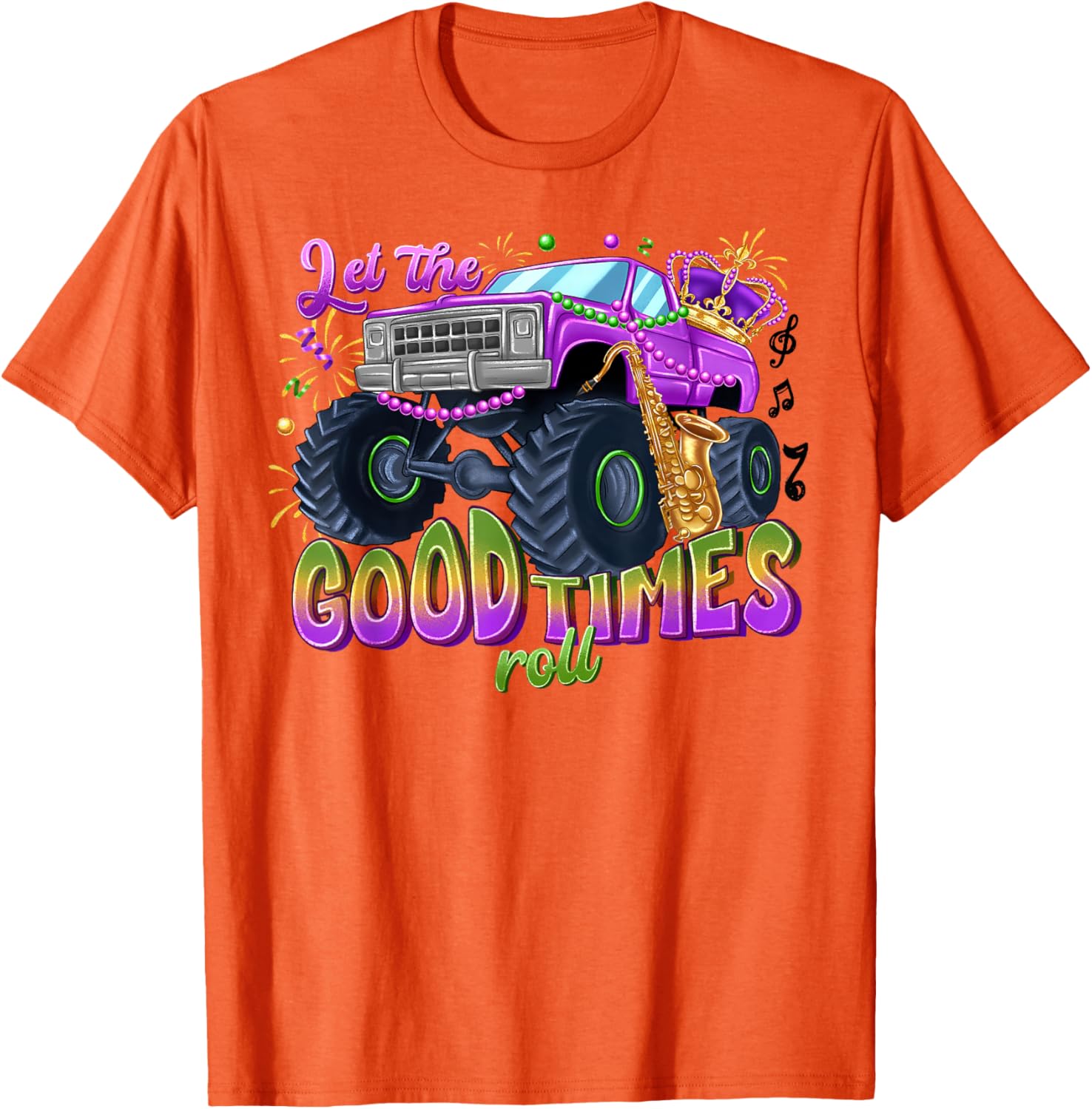 Mardi Gras Monster Truck T-Shirt for Kids Let the Good Times Roll - 4