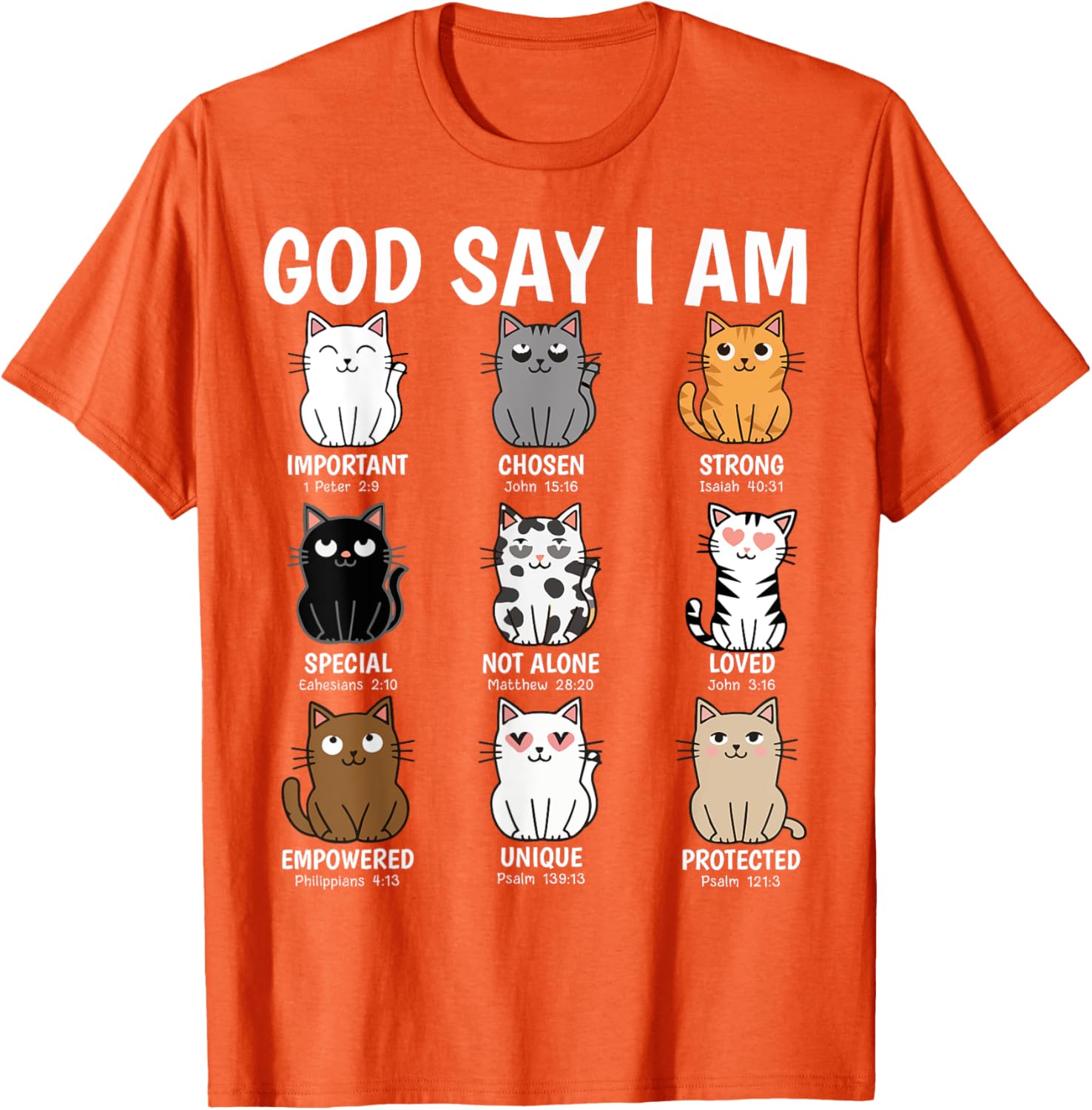 Funny Cats Bible Verse T-Shirt for Men Women Kids - Christian Cat Love - 3