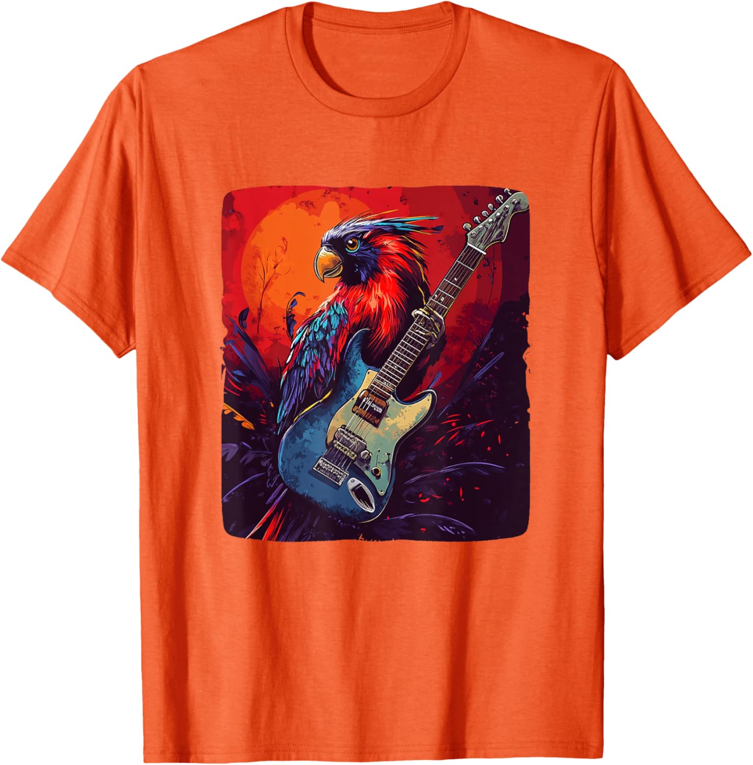 Trendy Rock Vibes Electric Guitar Bird T-Shirt for Music Lovers - 15